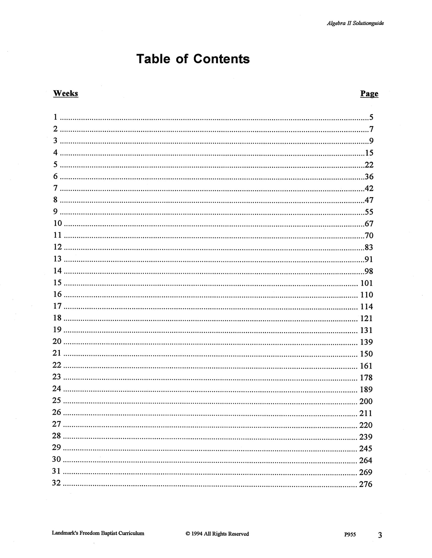 Support - Algebra II Solution Guide