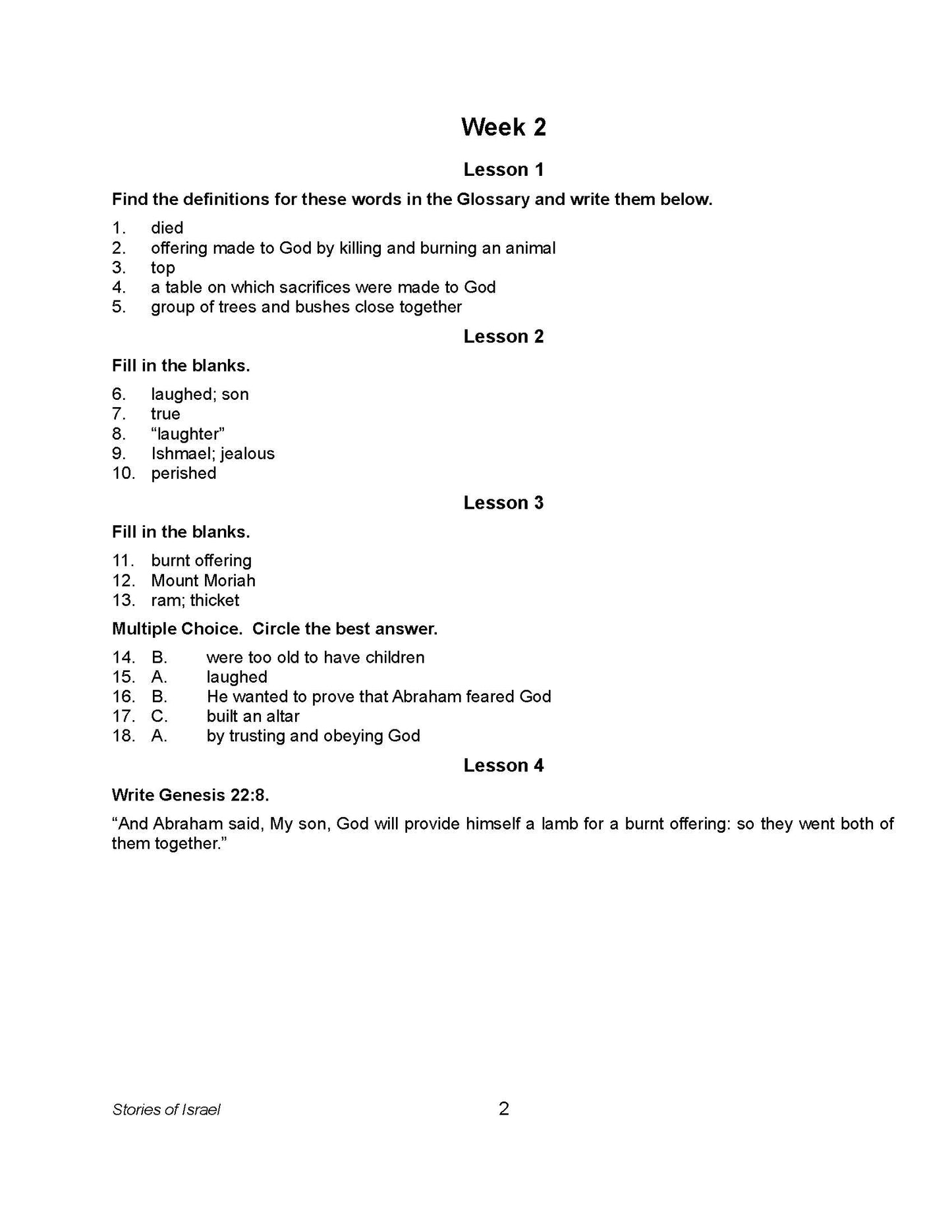 Bible Grade 02 - Stories of Israel