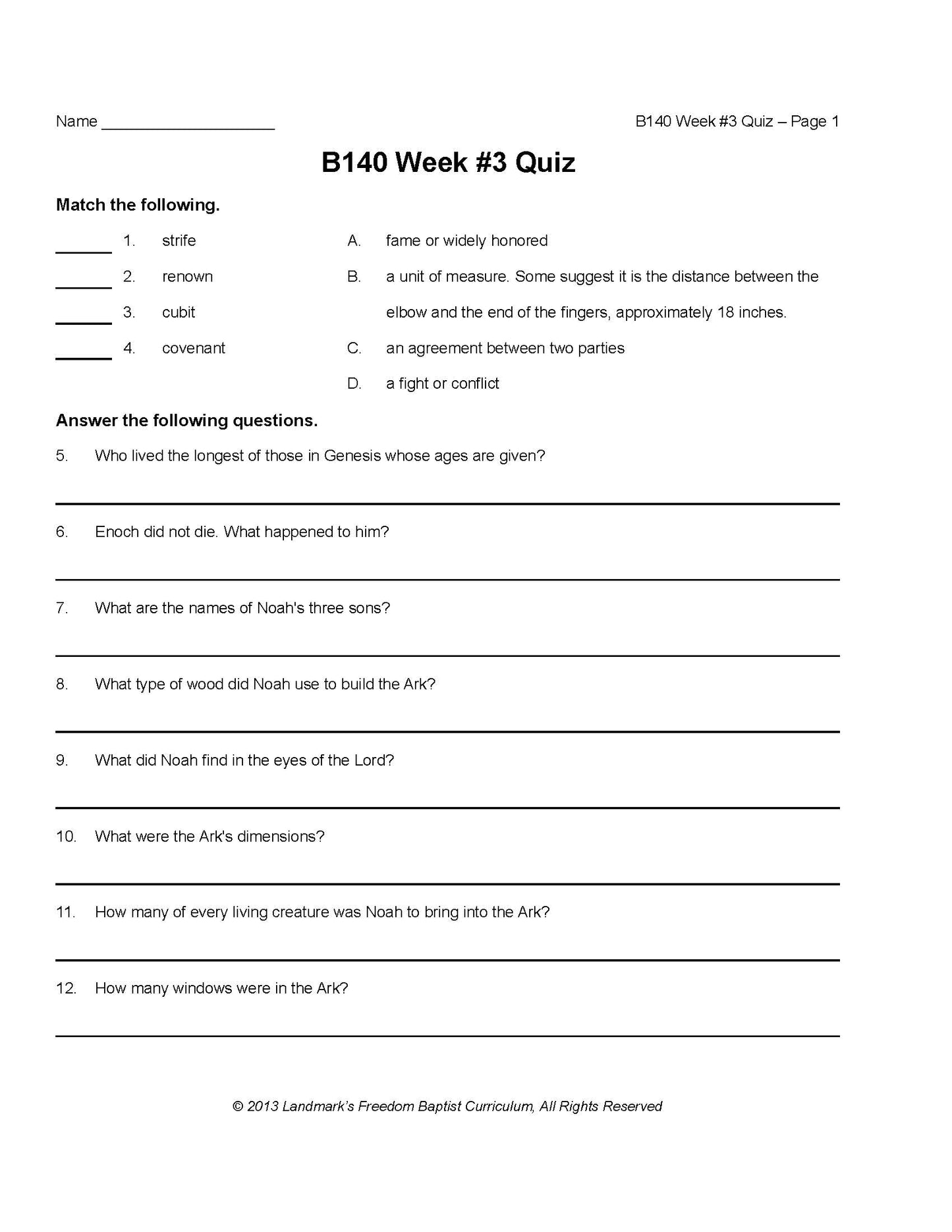 Bible Grade 08 - The Book of Genesis