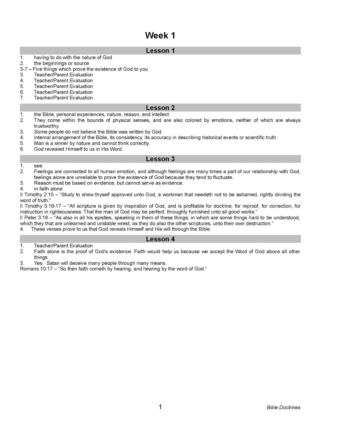 Bible Grade 10 - Bible Doctrines