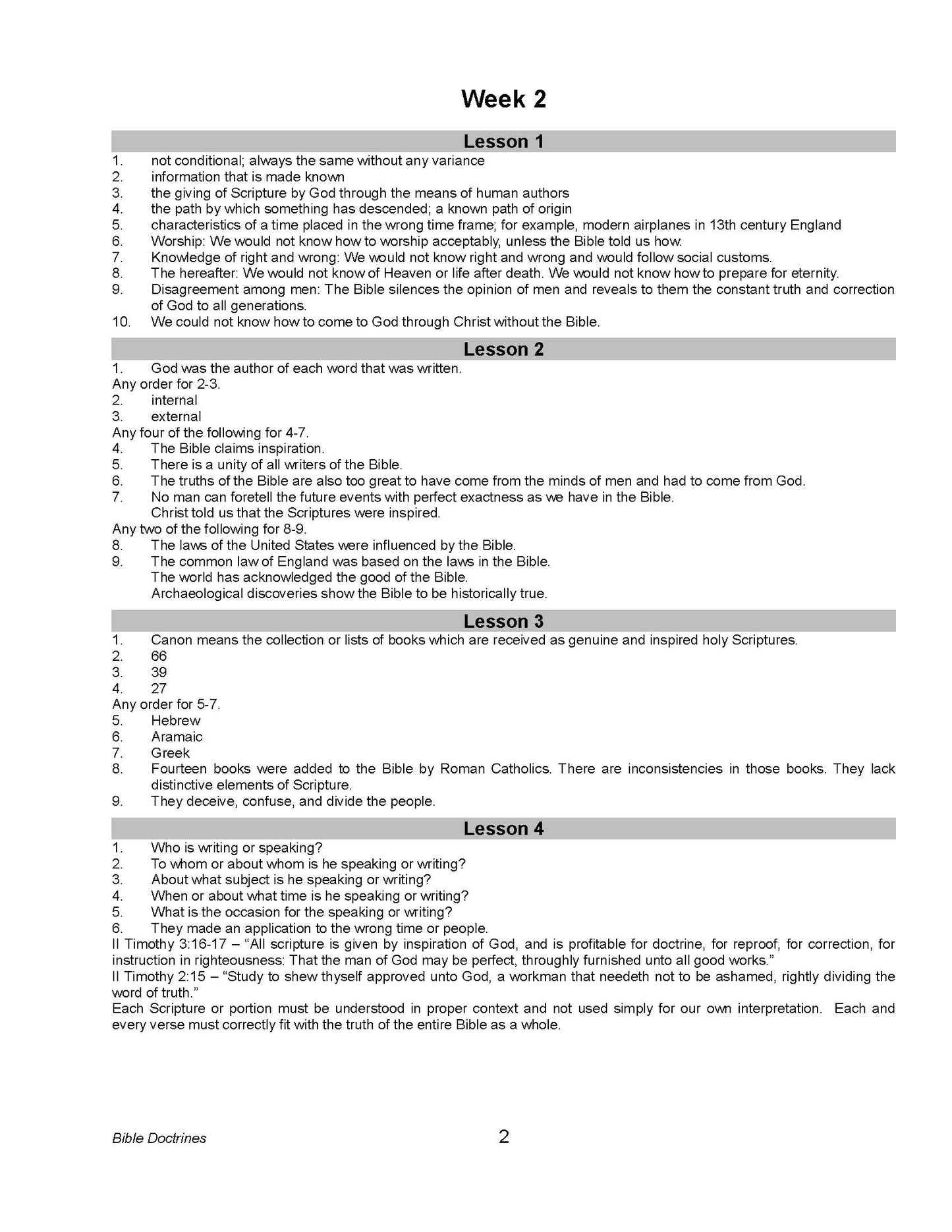 Bible Grade 10 - Bible Doctrines