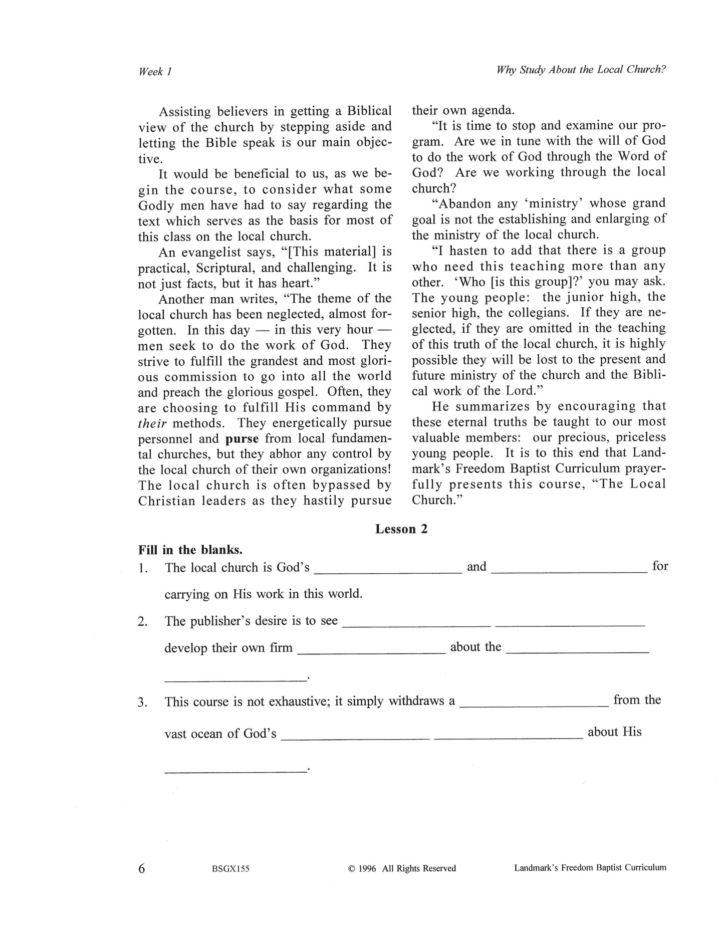 Bible Grade 11 - The Local Church