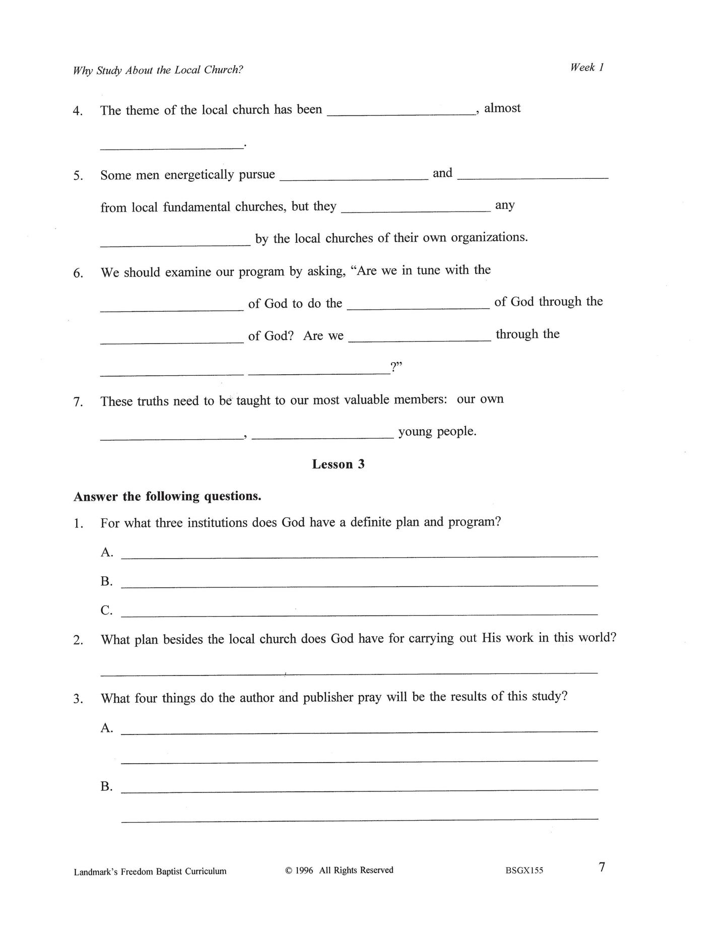 Bible Grade 11 - The Local Church