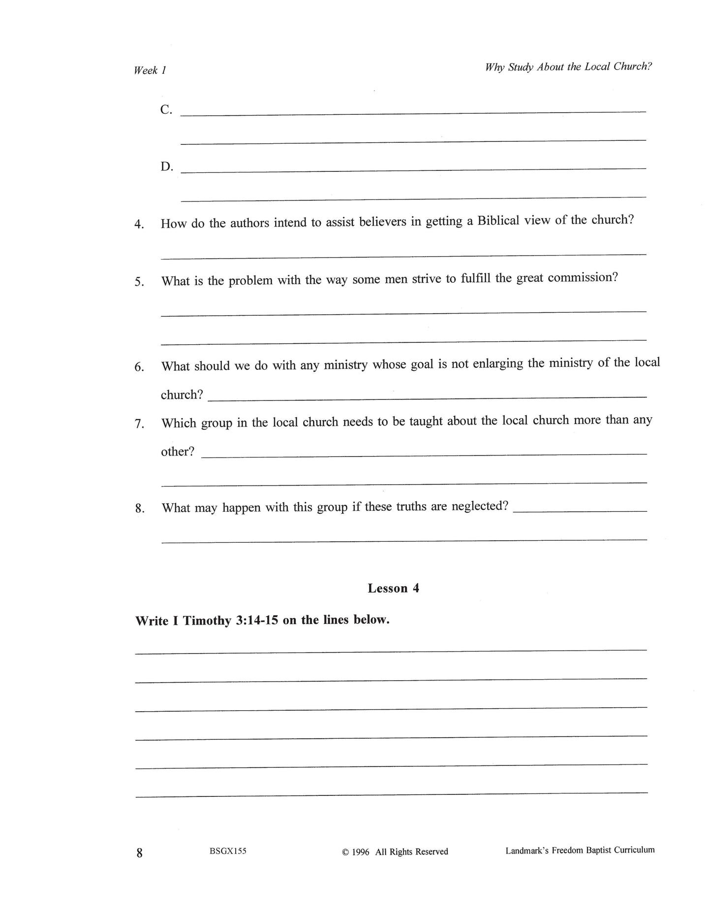 Bible Grade 11 - The Local Church