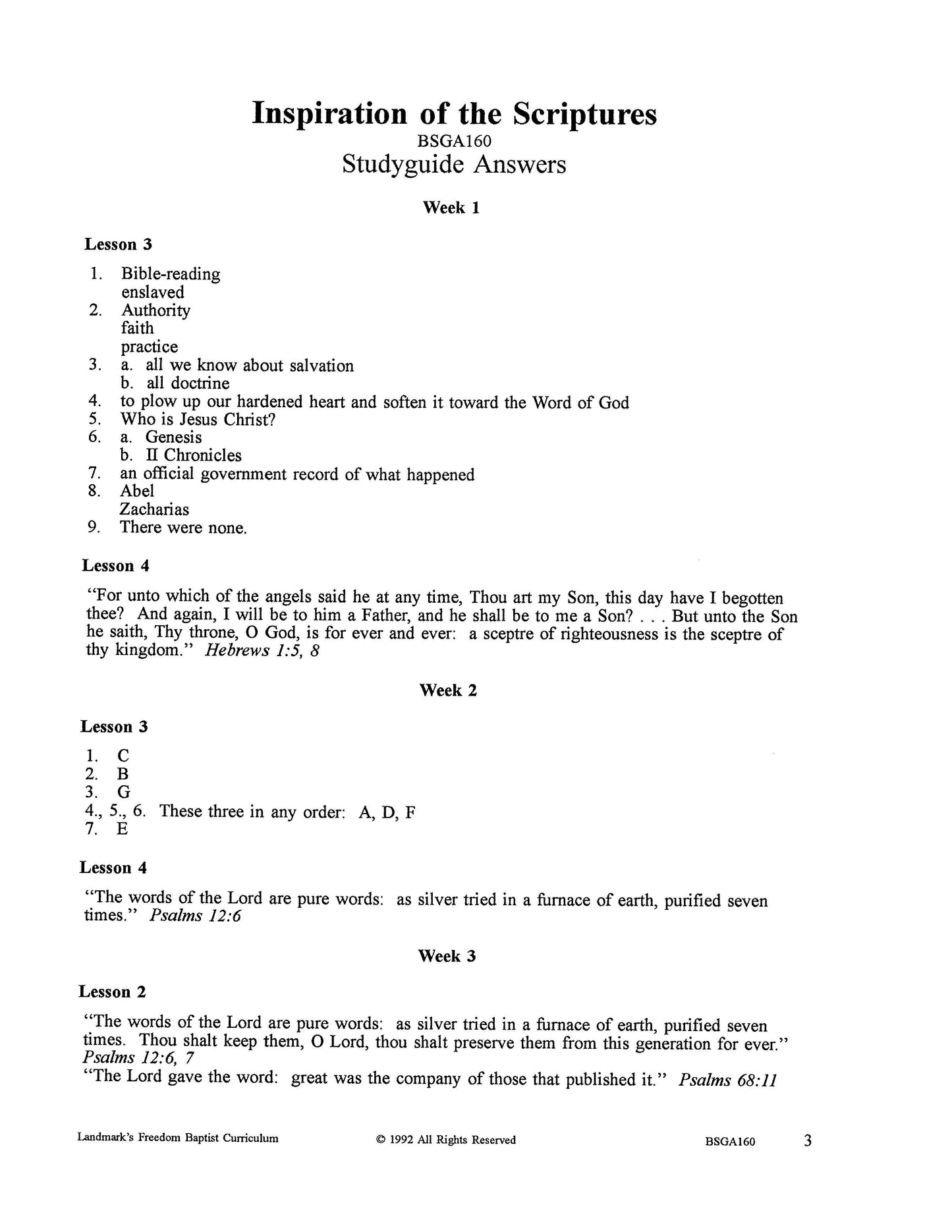 Bible Grade 12 - The Inspiration of the Scriptures