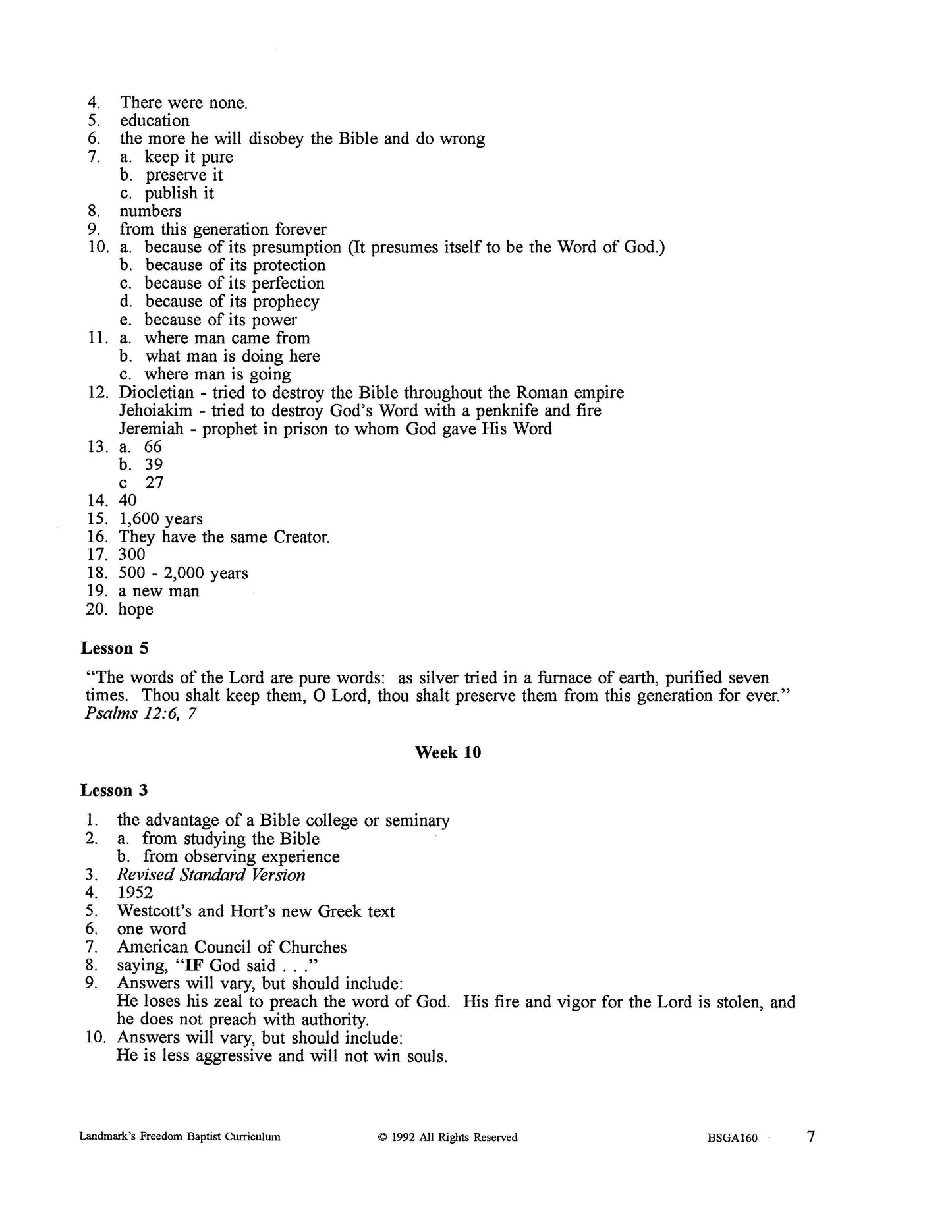Bible Grade 12 - The Inspiration of the Scriptures