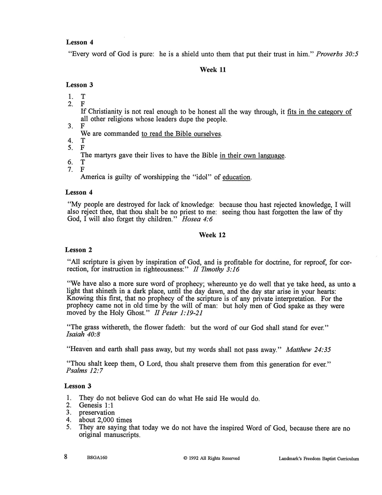 Bible Grade 12 - The Inspiration of the Scriptures