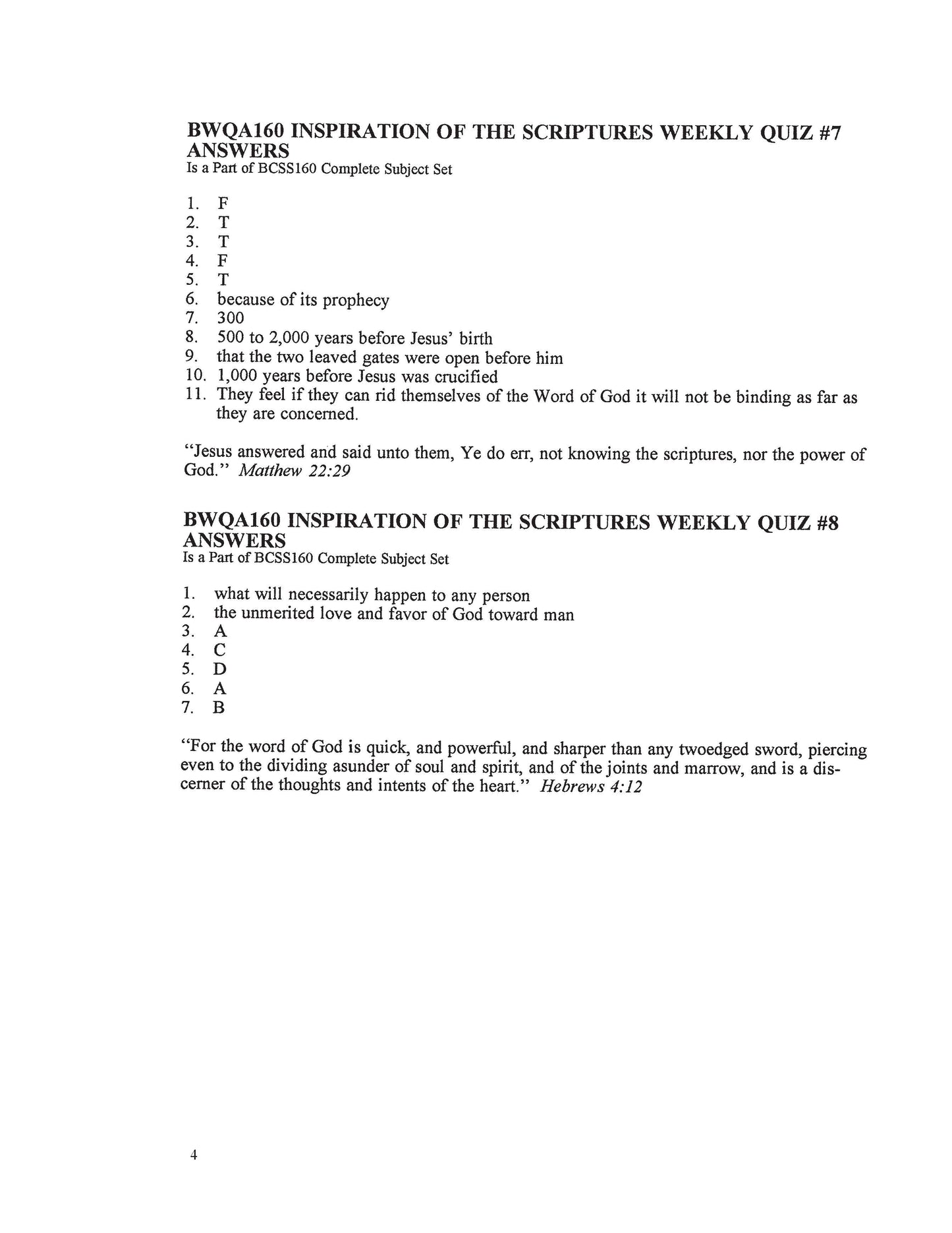 Bible Grade 12 - The Inspiration of the Scriptures