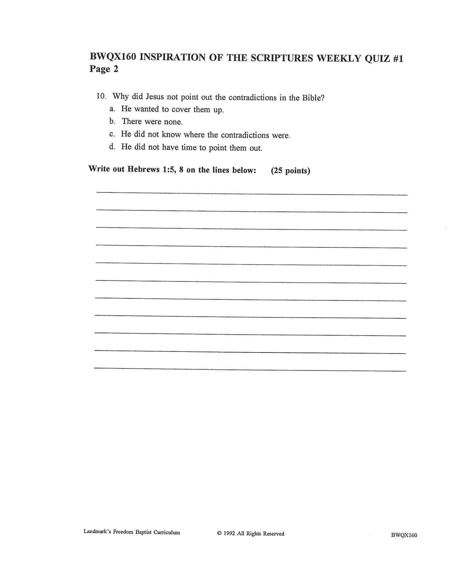 Bible Grade 12 - The Inspiration of the Scriptures