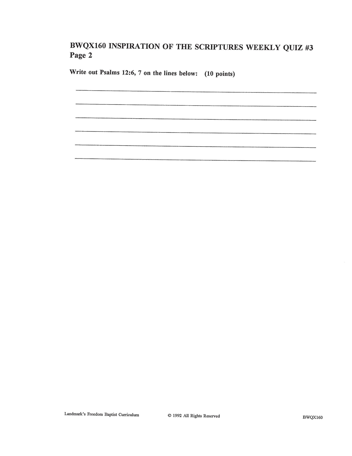 Bible Grade 12 - The Inspiration of the Scriptures