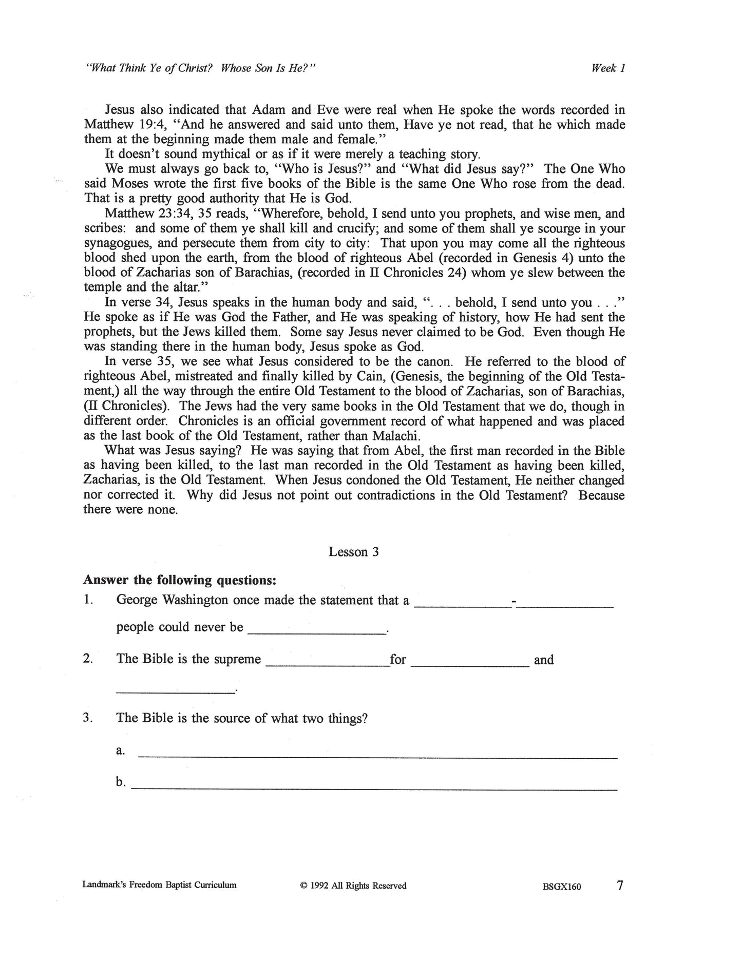 Bible Grade 12 - The Inspiration of the Scriptures