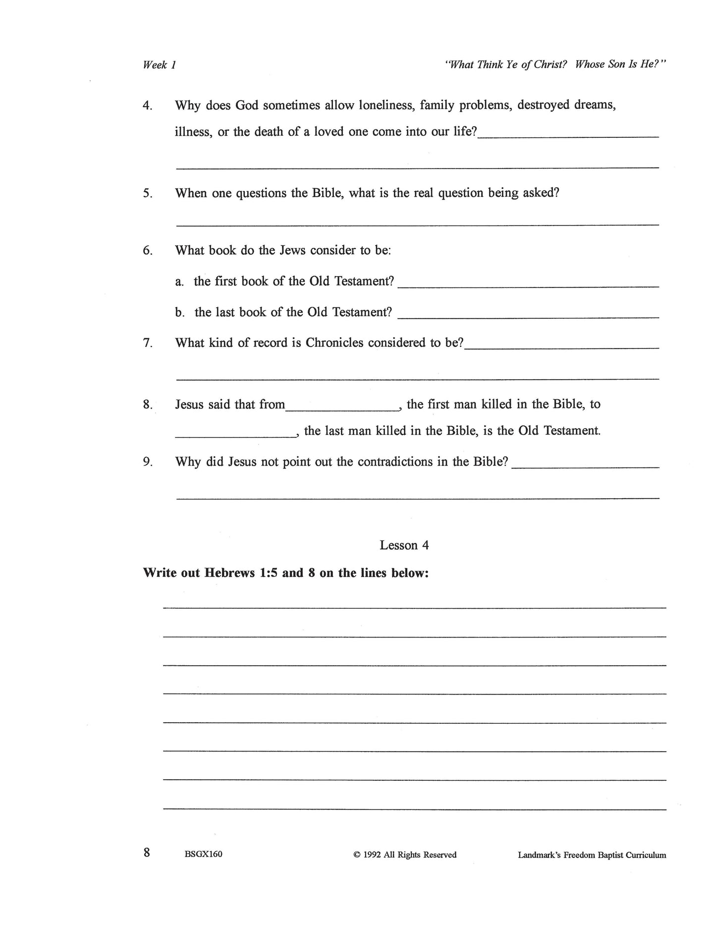 Bible Grade 12 - The Inspiration of the Scriptures