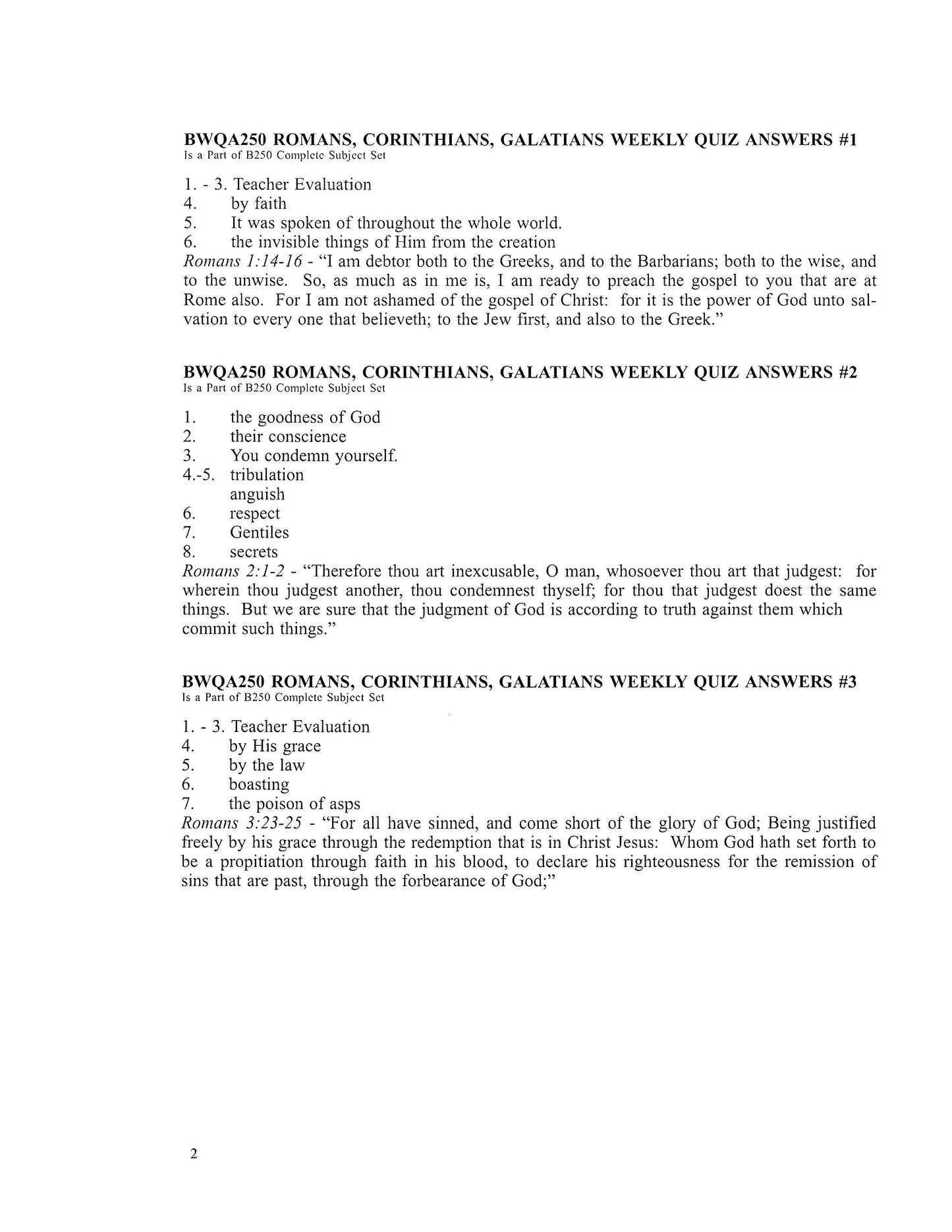 Bible Elective - Romans, Corinthians, Galatians