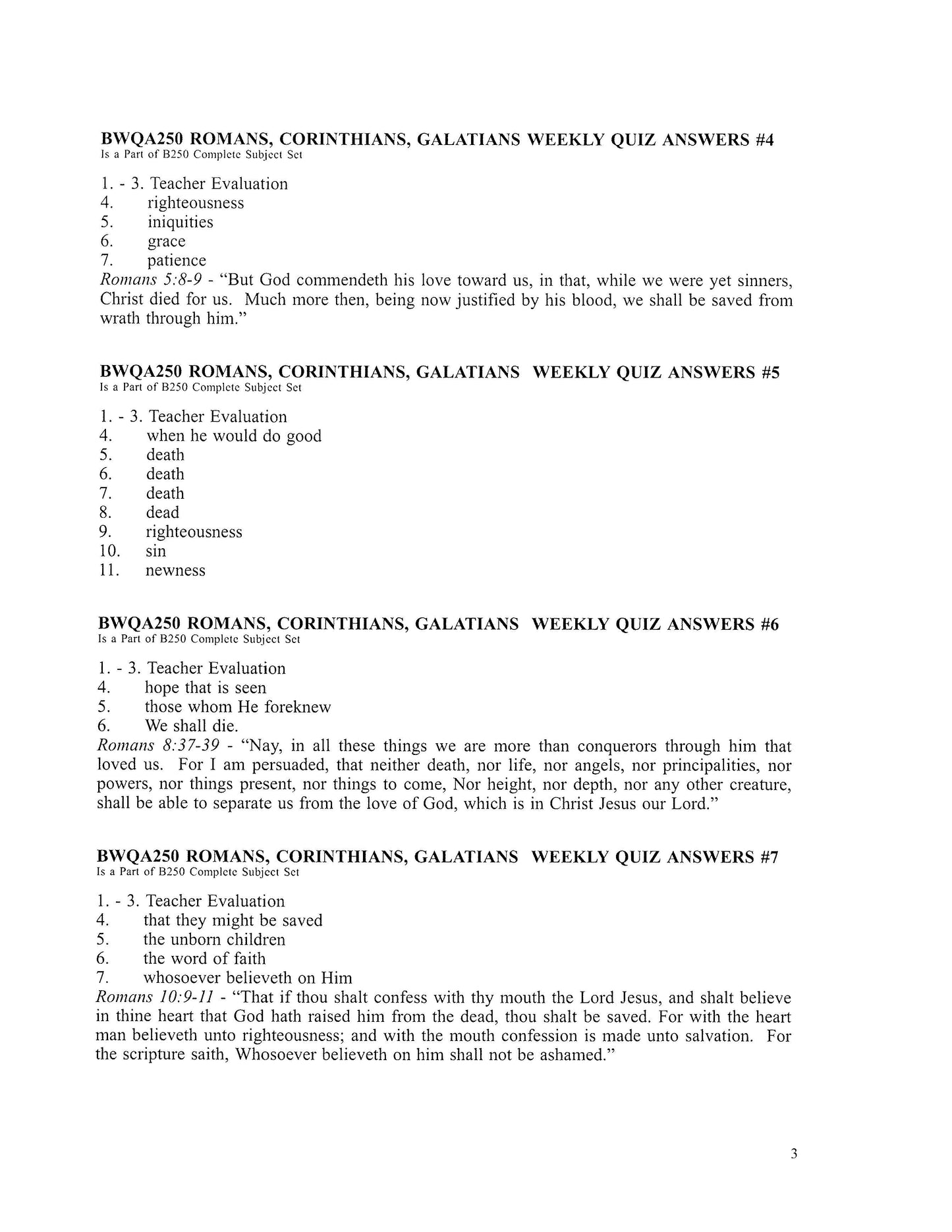 Bible Elective - Romans, Corinthians, Galatians