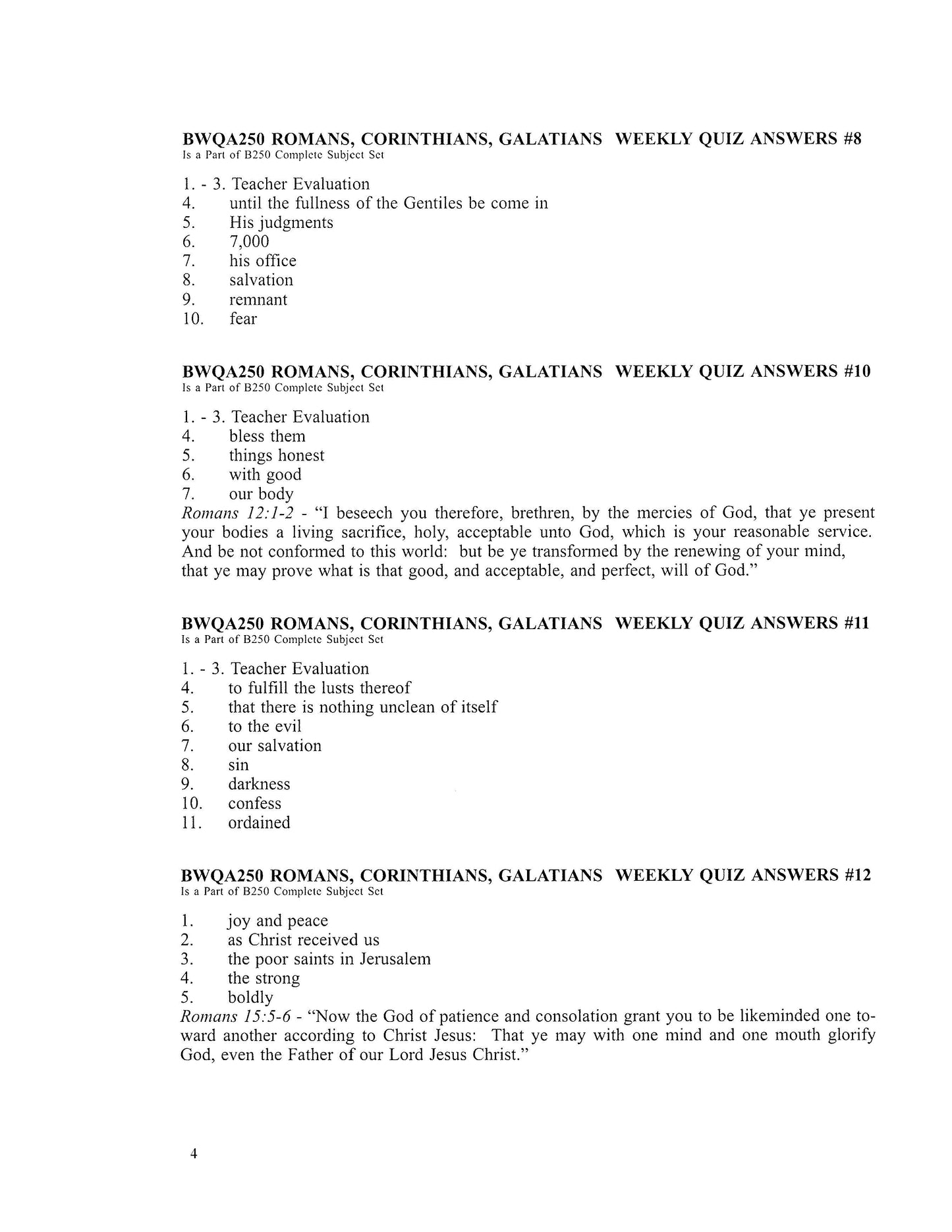 Bible Elective - Romans, Corinthians, Galatians