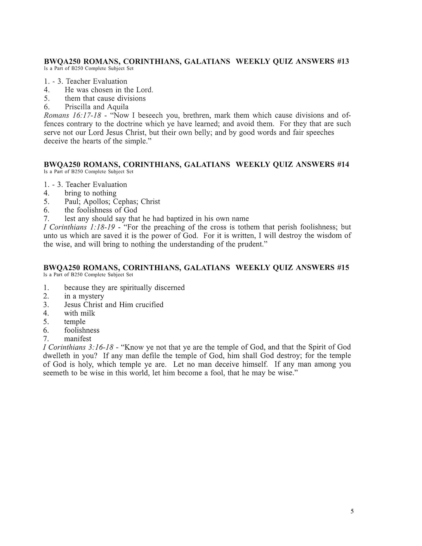 Bible Elective - Romans, Corinthians, Galatians