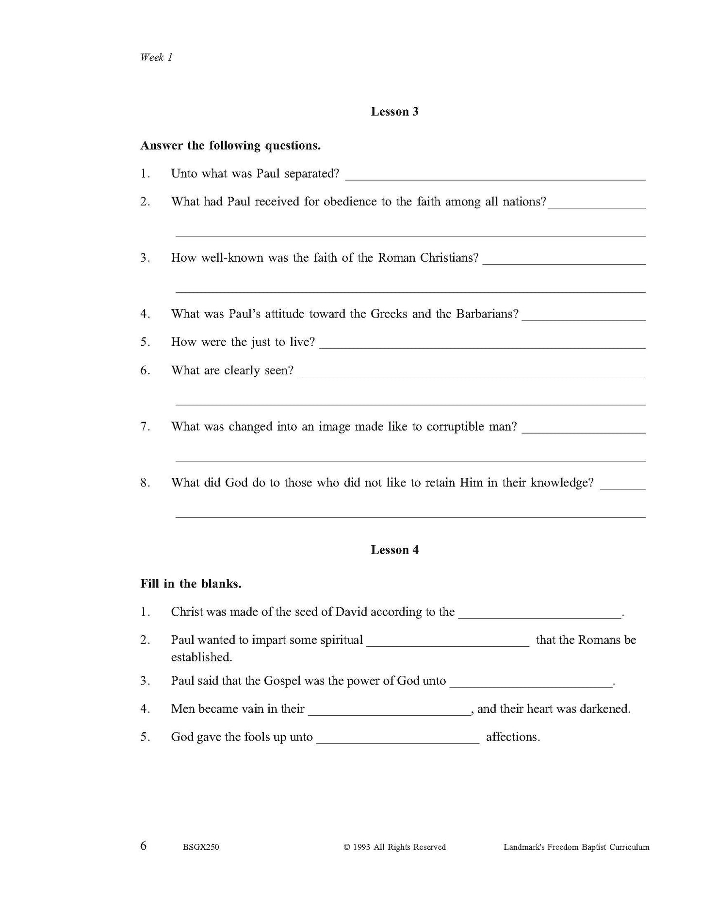 Bible Elective - Romans, Corinthians, Galatians