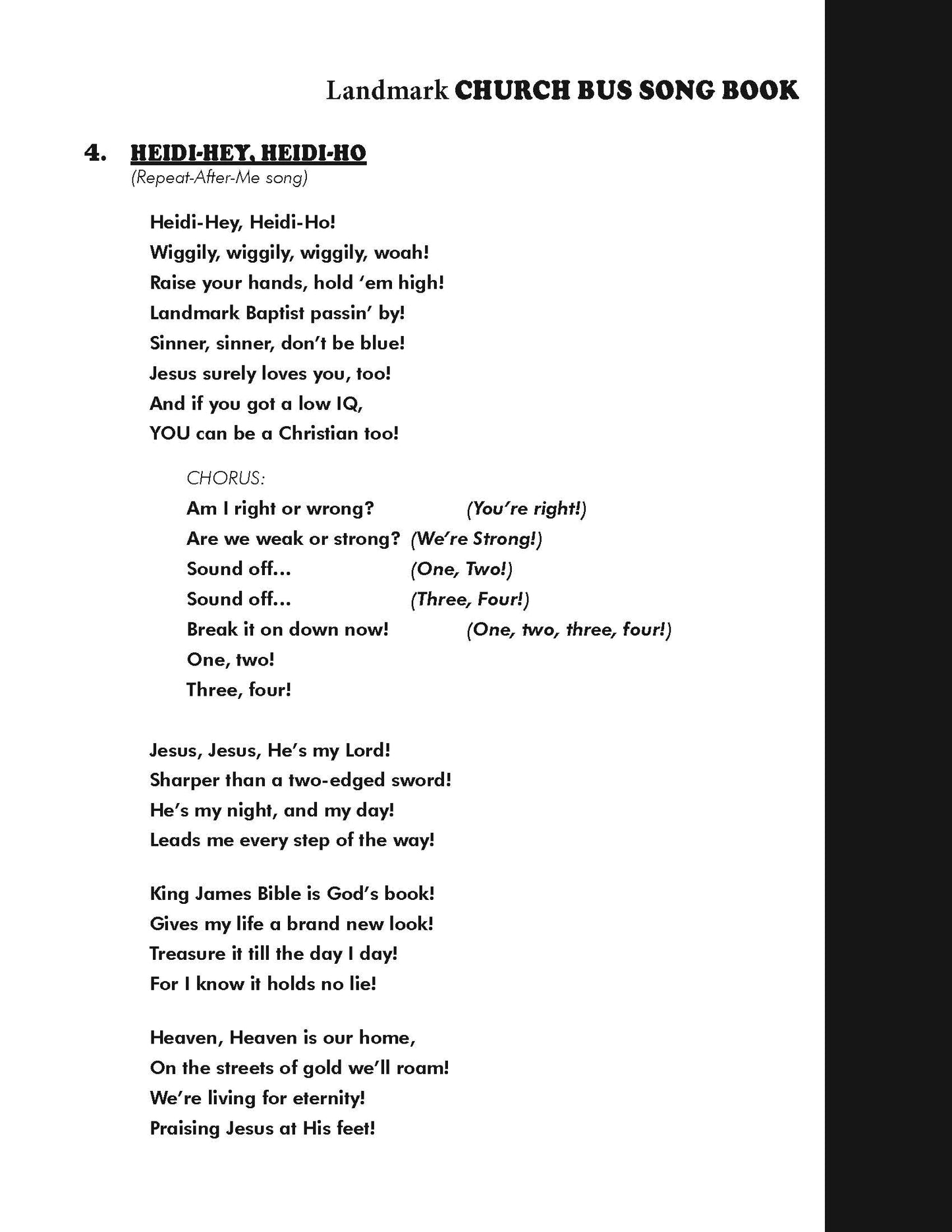 Church Bus Song Book
