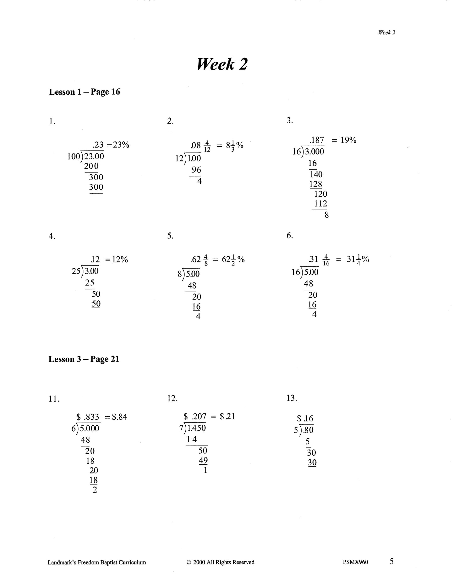 Support - Business Math Solution Guide