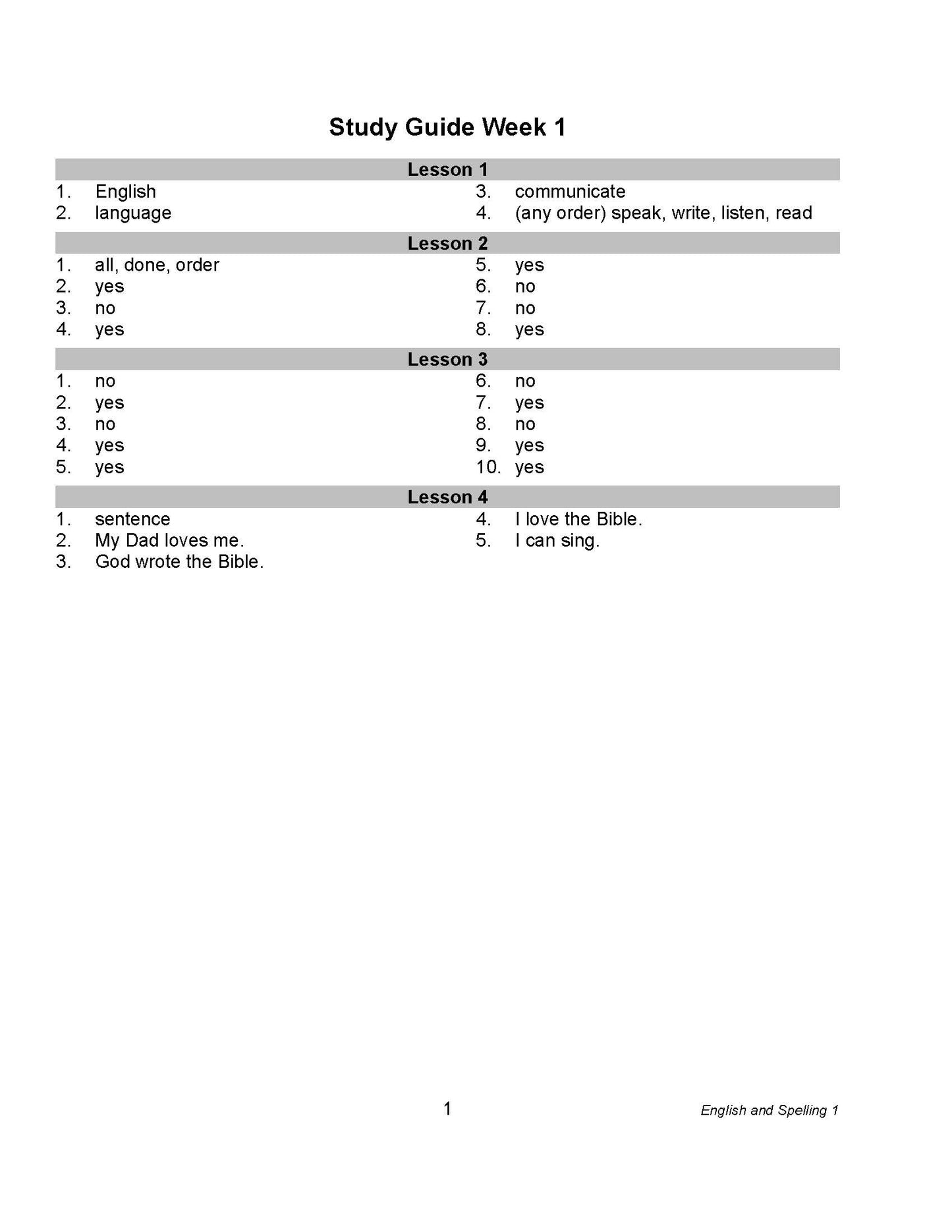 English Grade 01