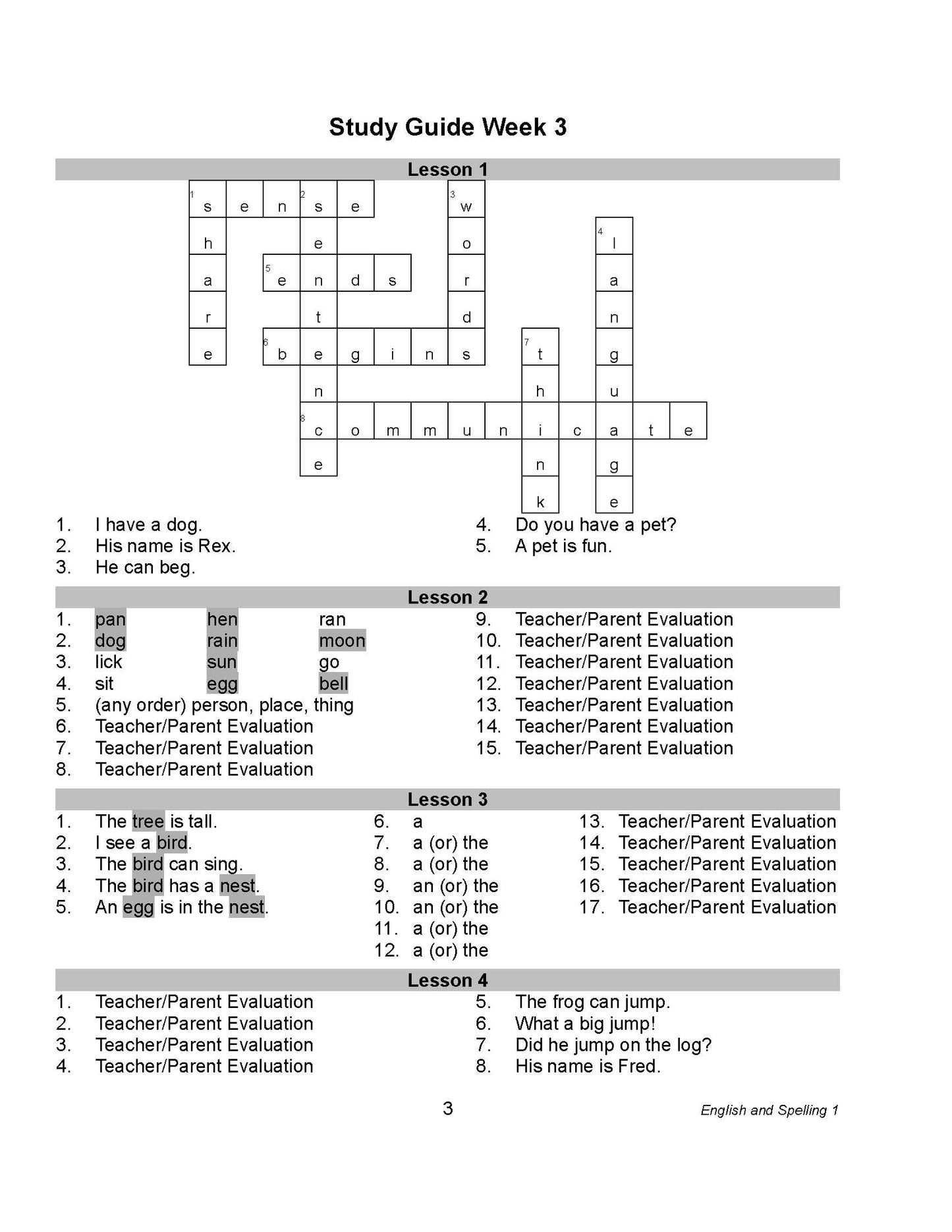 English Grade 01