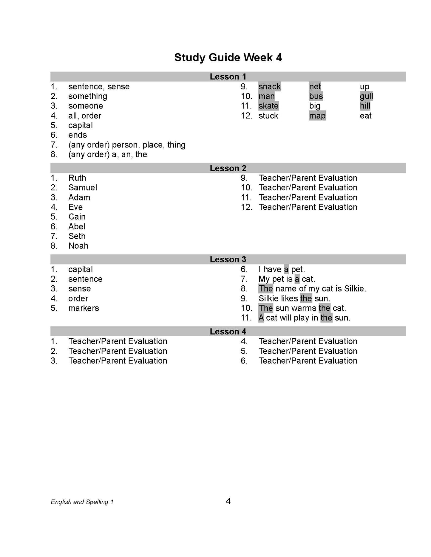 English Grade 01