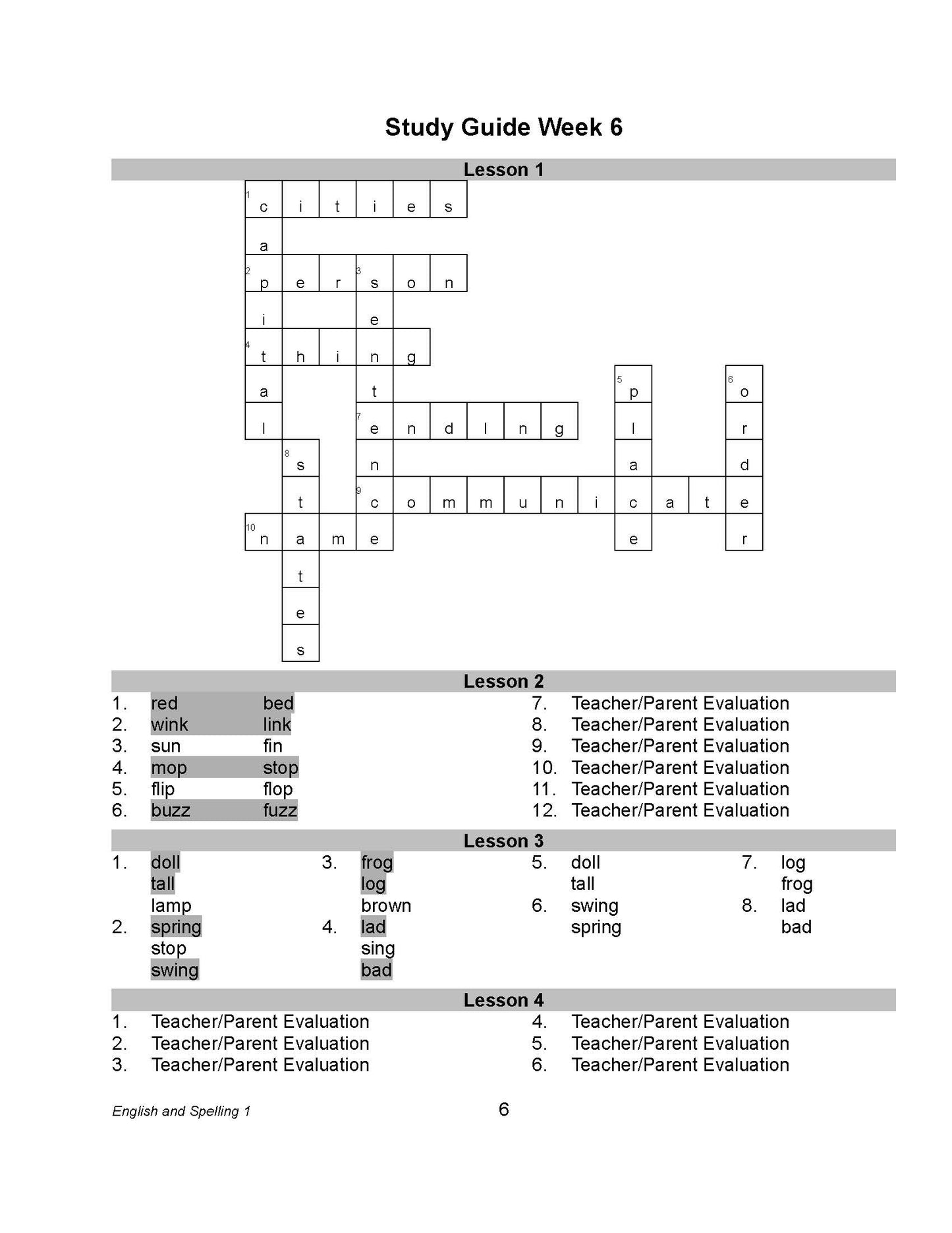 English Grade 01