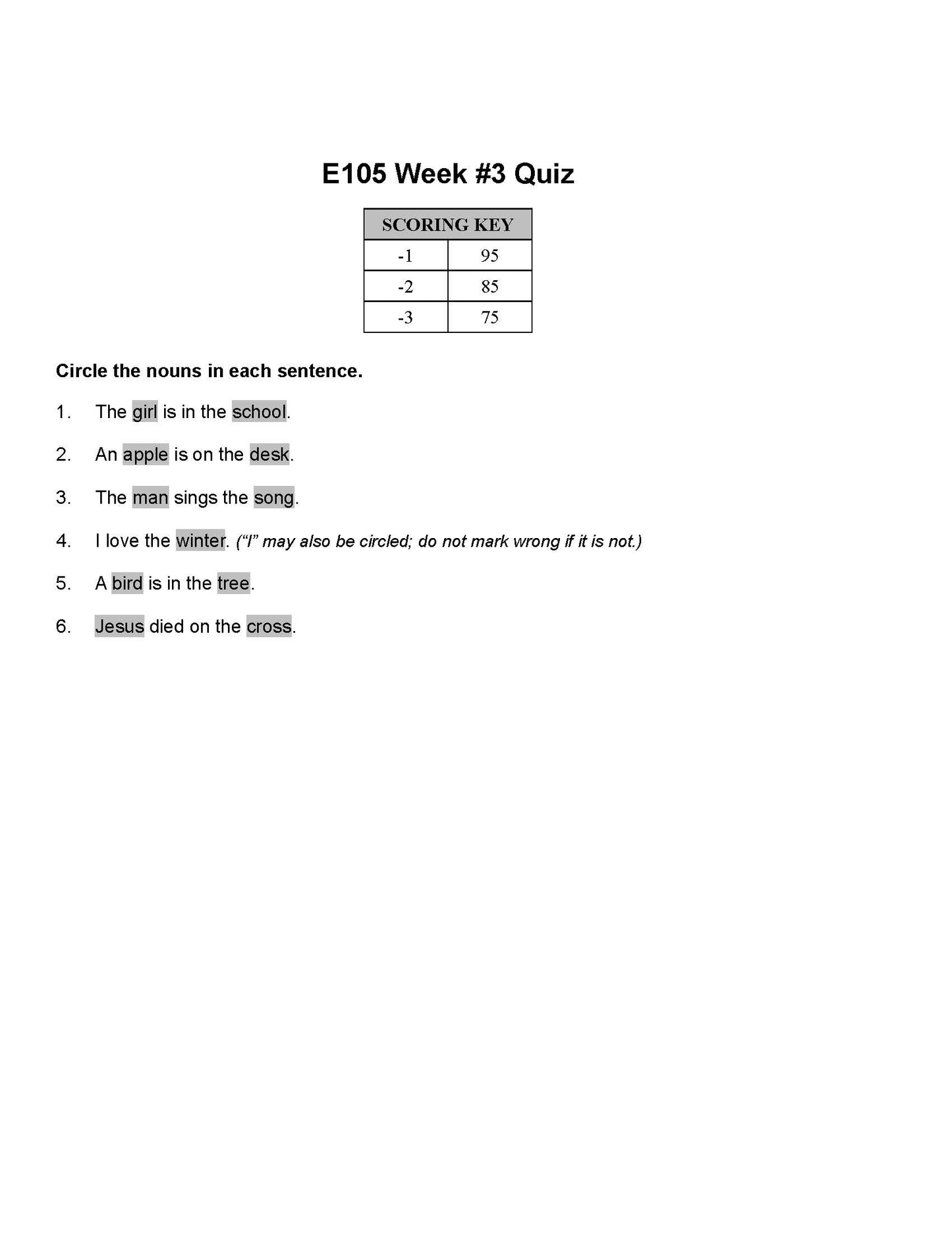 English Grade 01