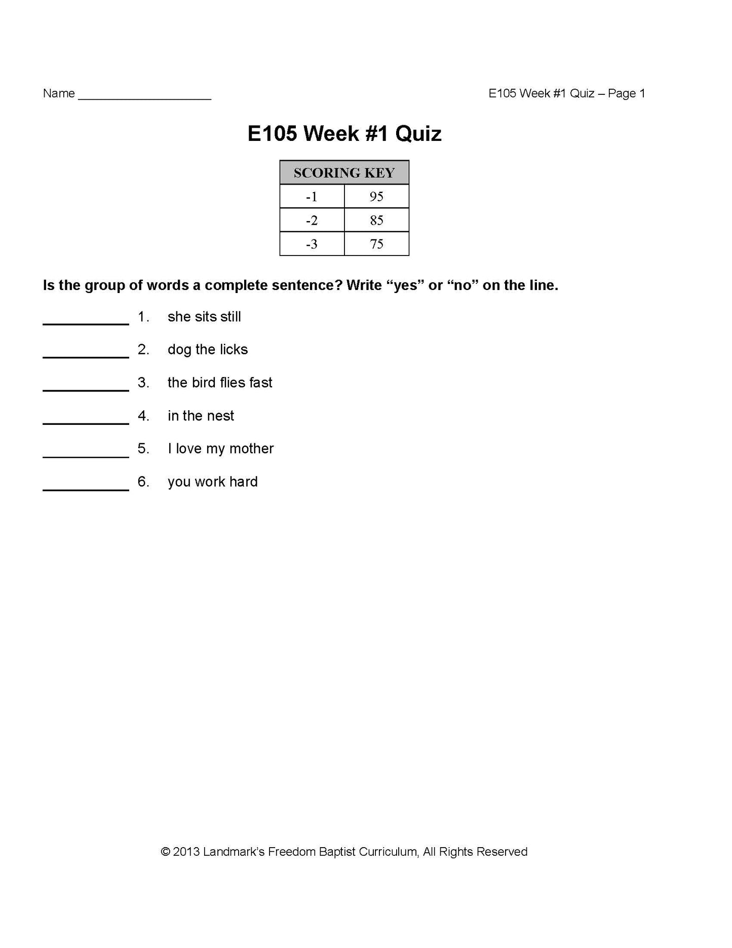 English Grade 01