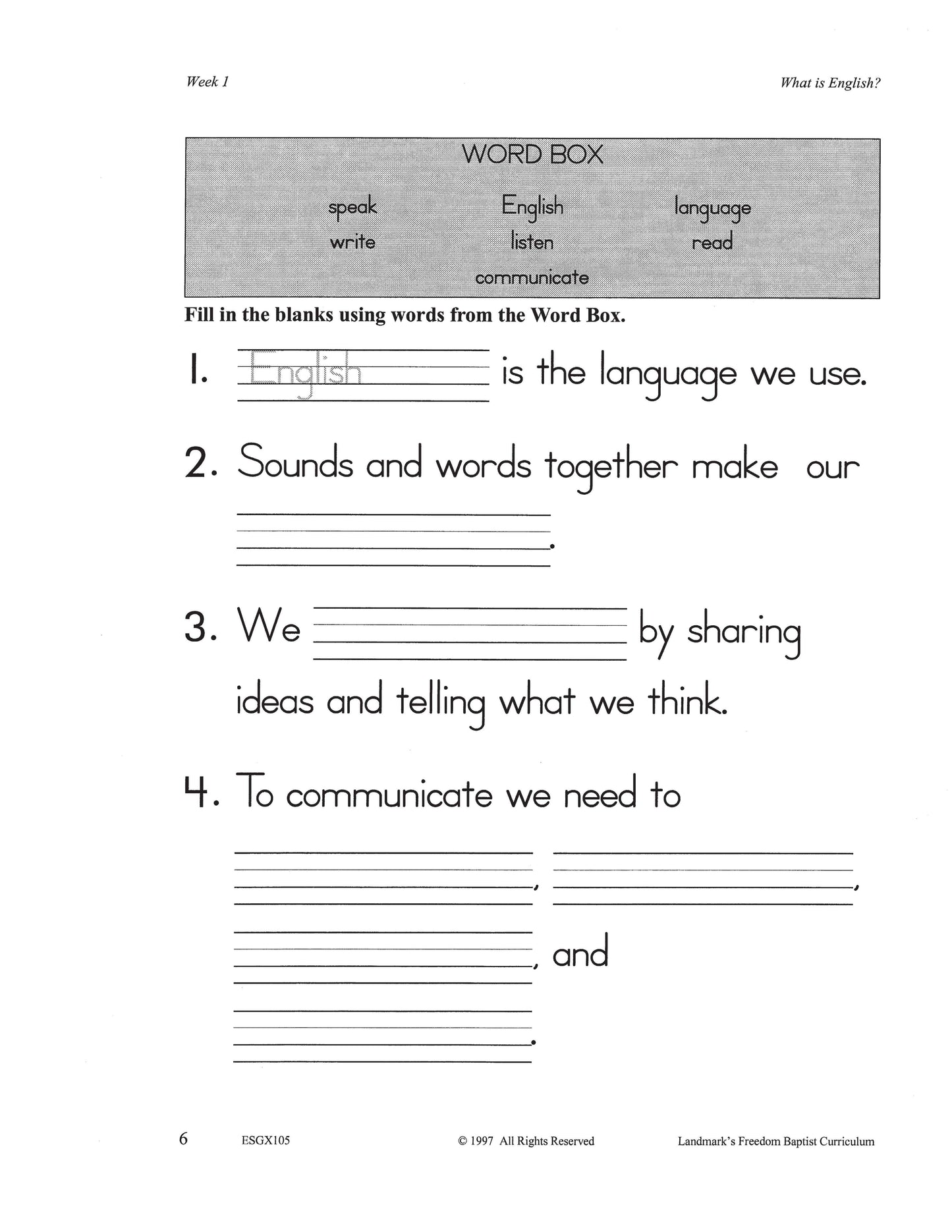 English Grade 01