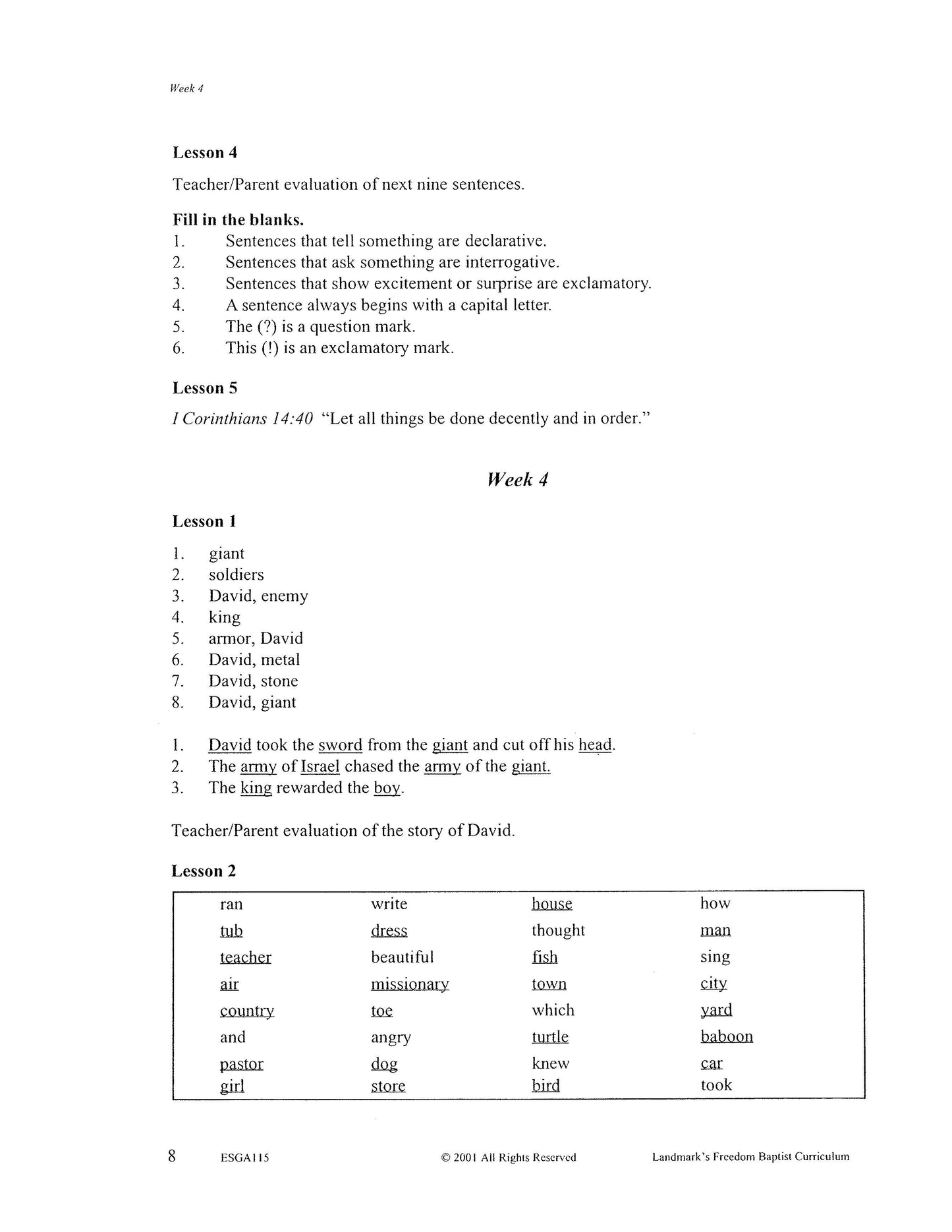 English Grade 03