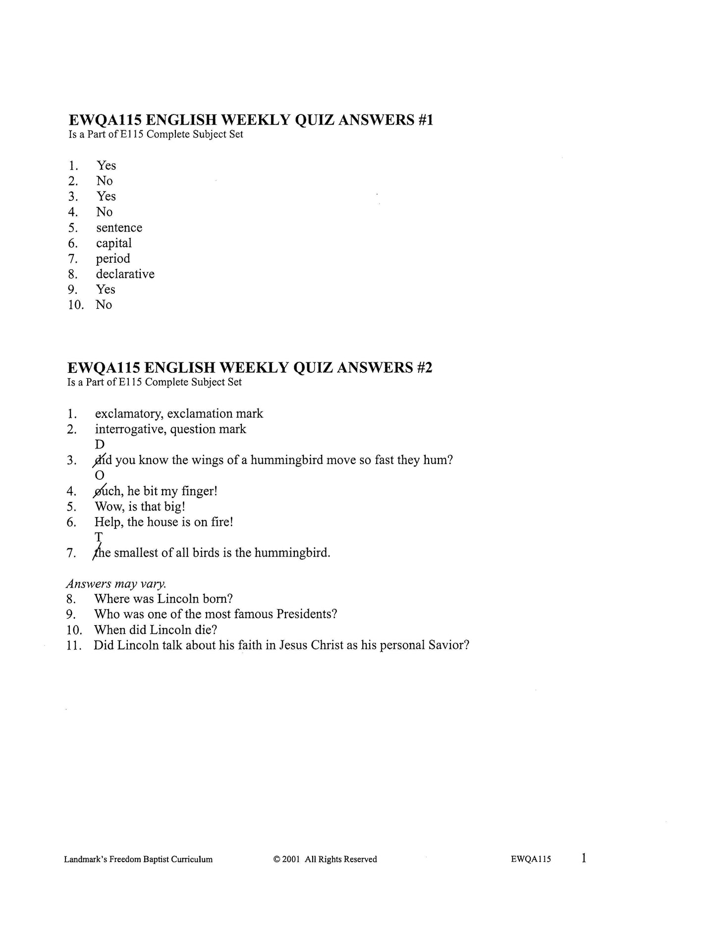 English Grade 03