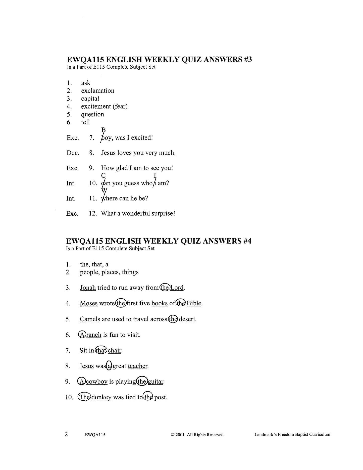 English Grade 03