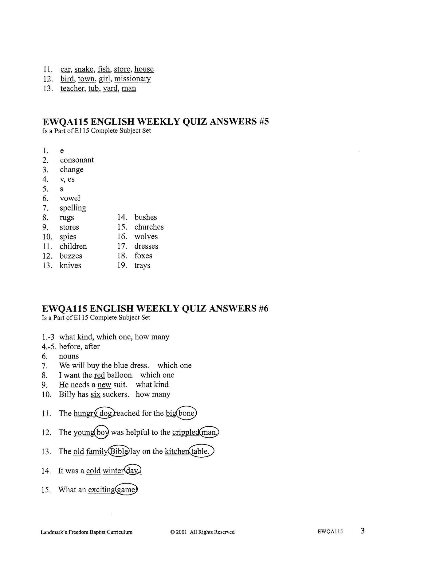 English Grade 03