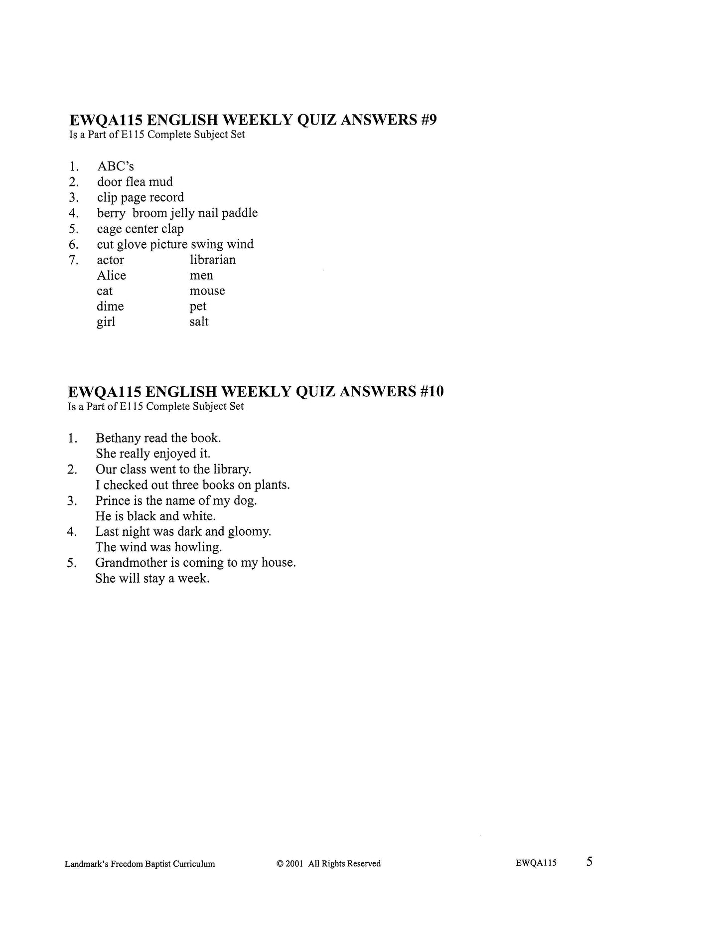 English Grade 03