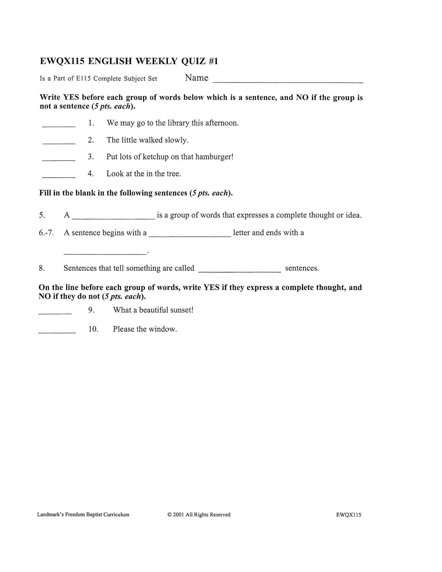English Grade 03
