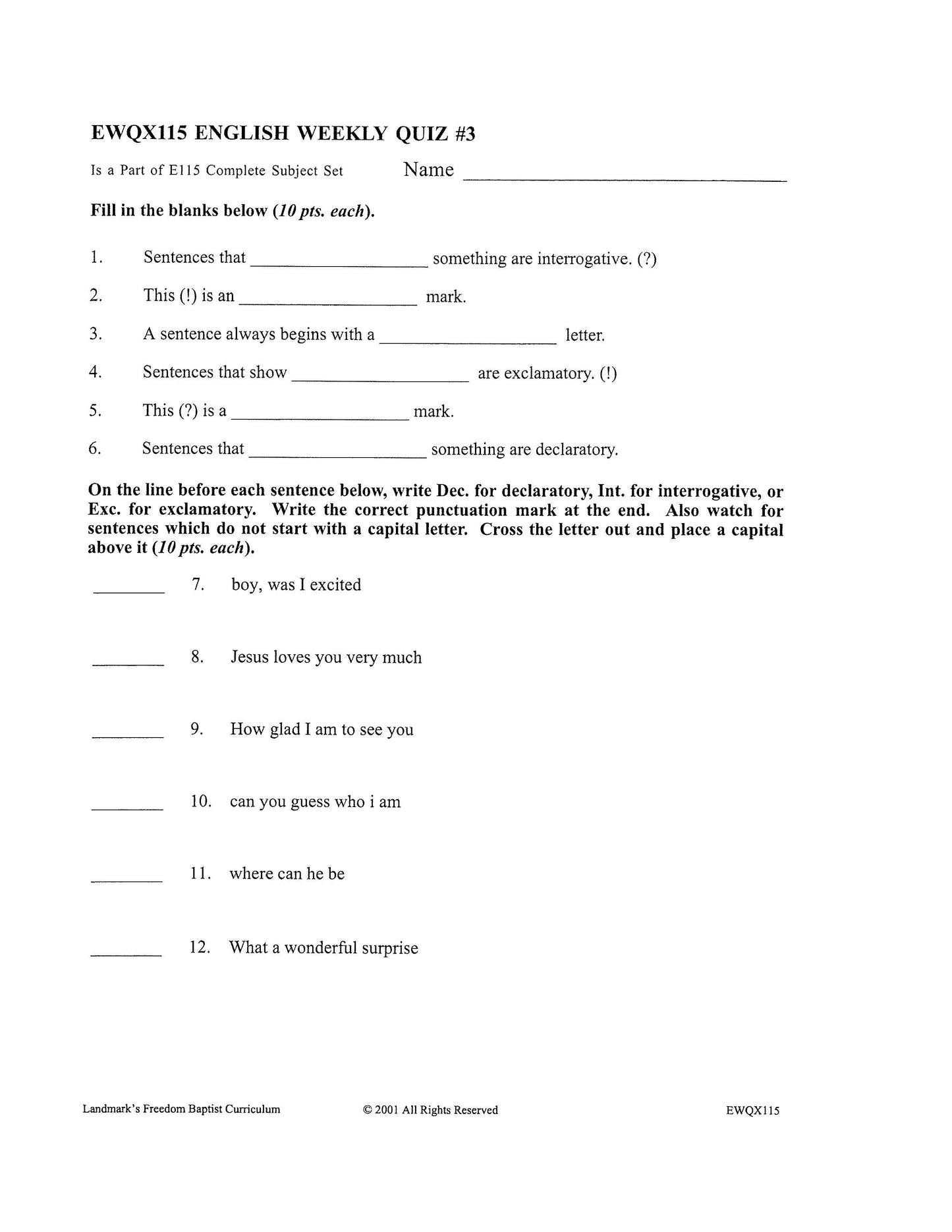 English Grade 03