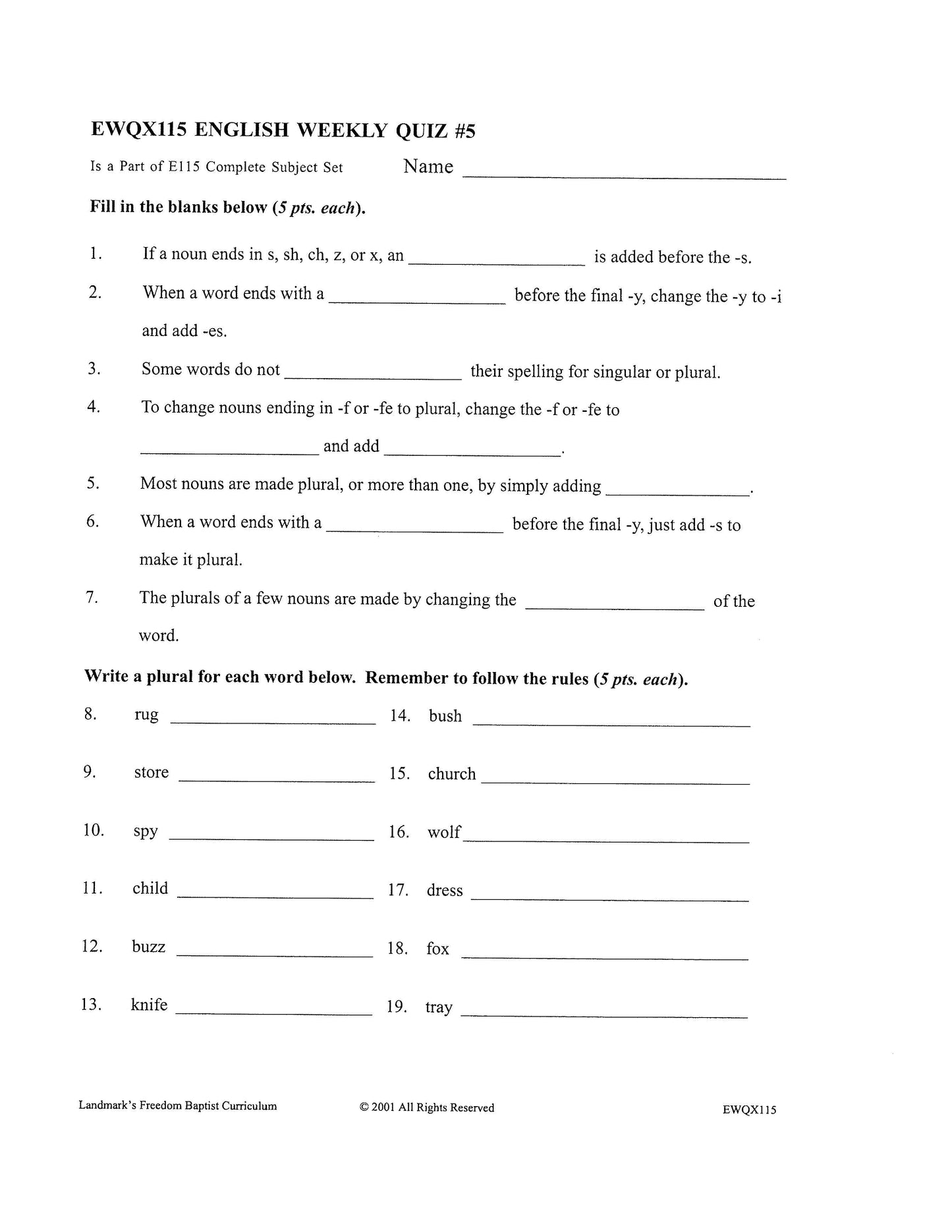 English Grade 03