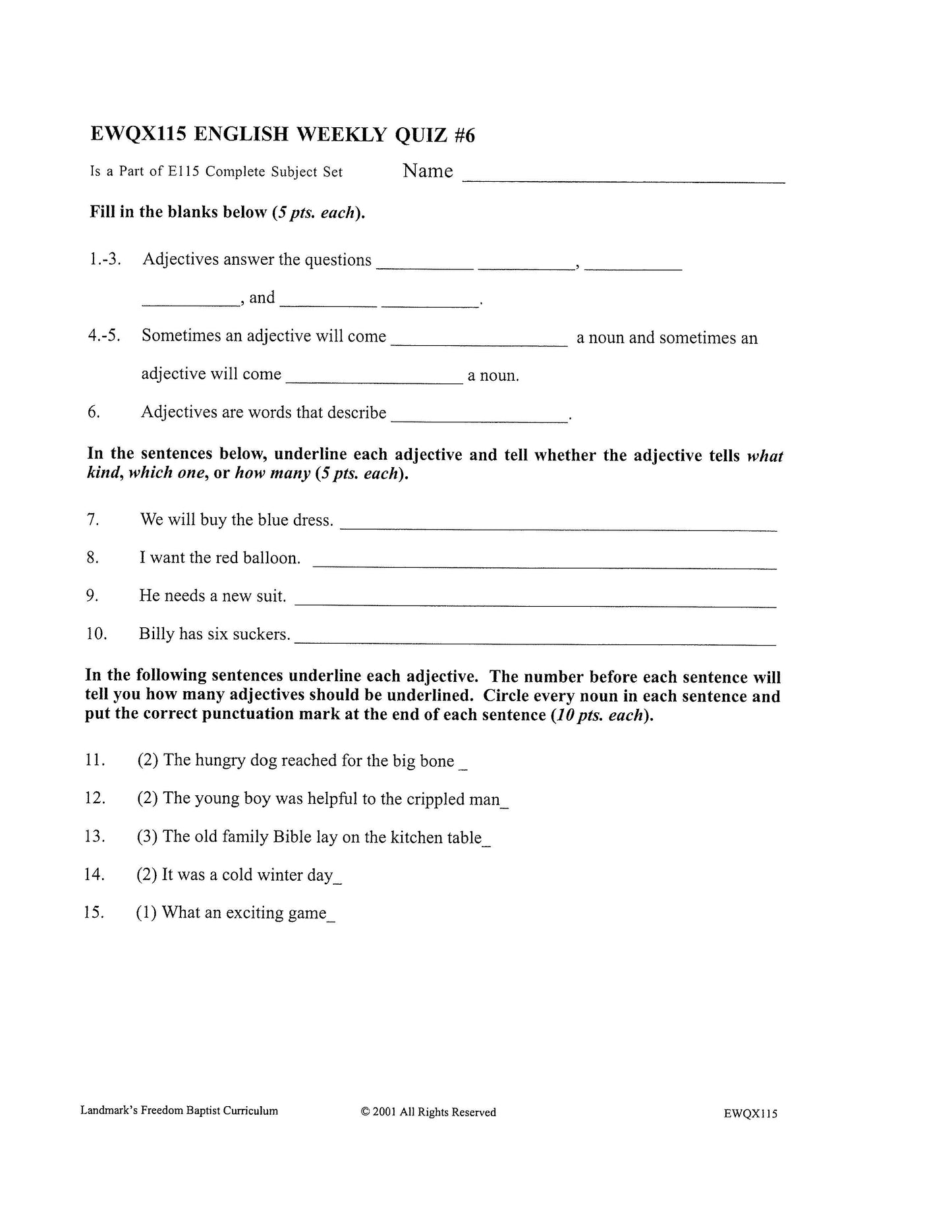 English Grade 03
