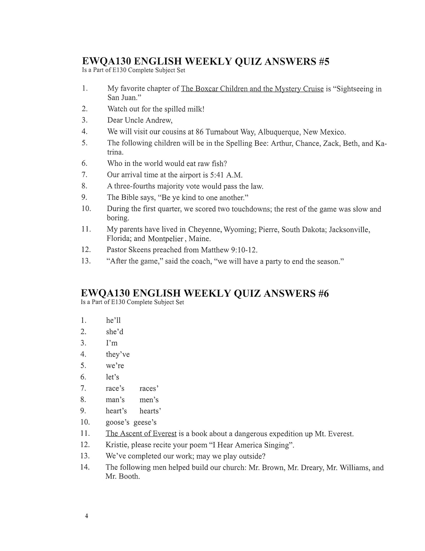 English Grade 06