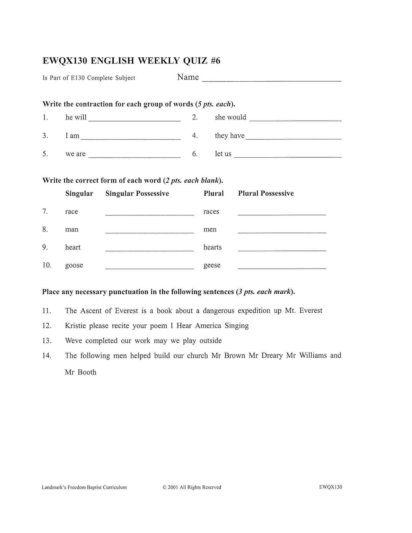 English Grade 06