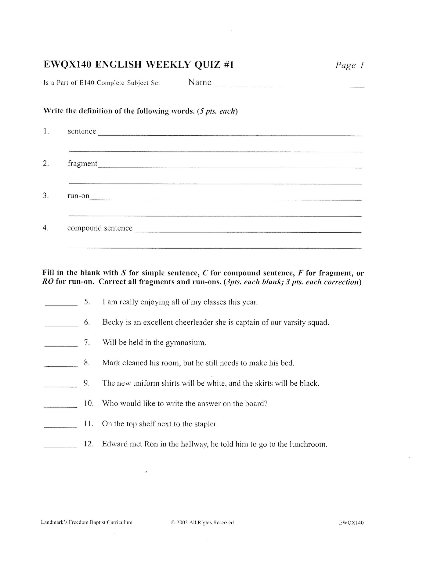 English Grade 08