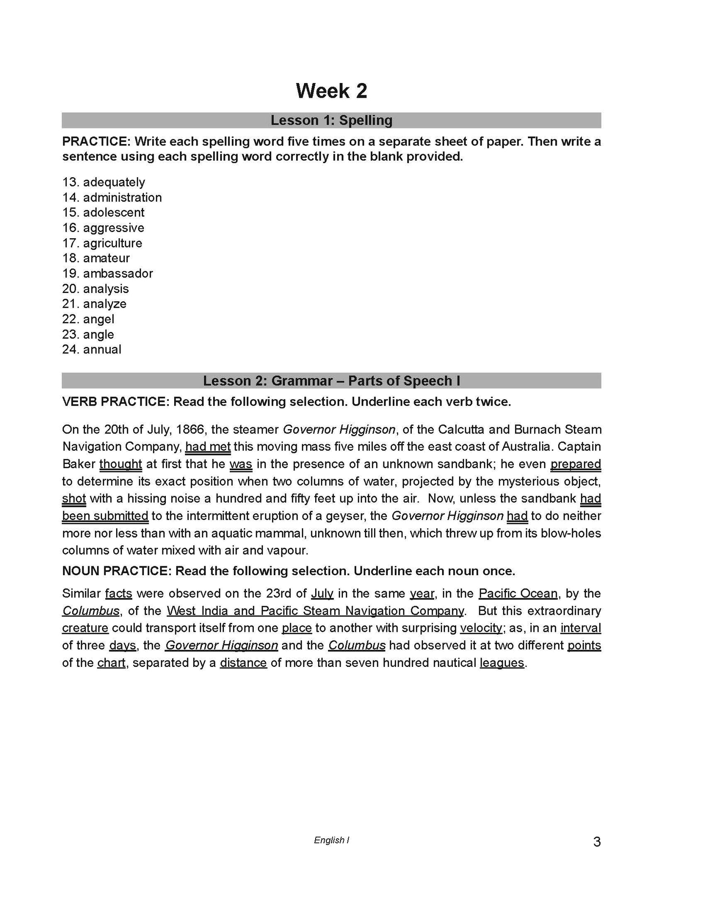 English Grade 09 - English Grammar and Composition I