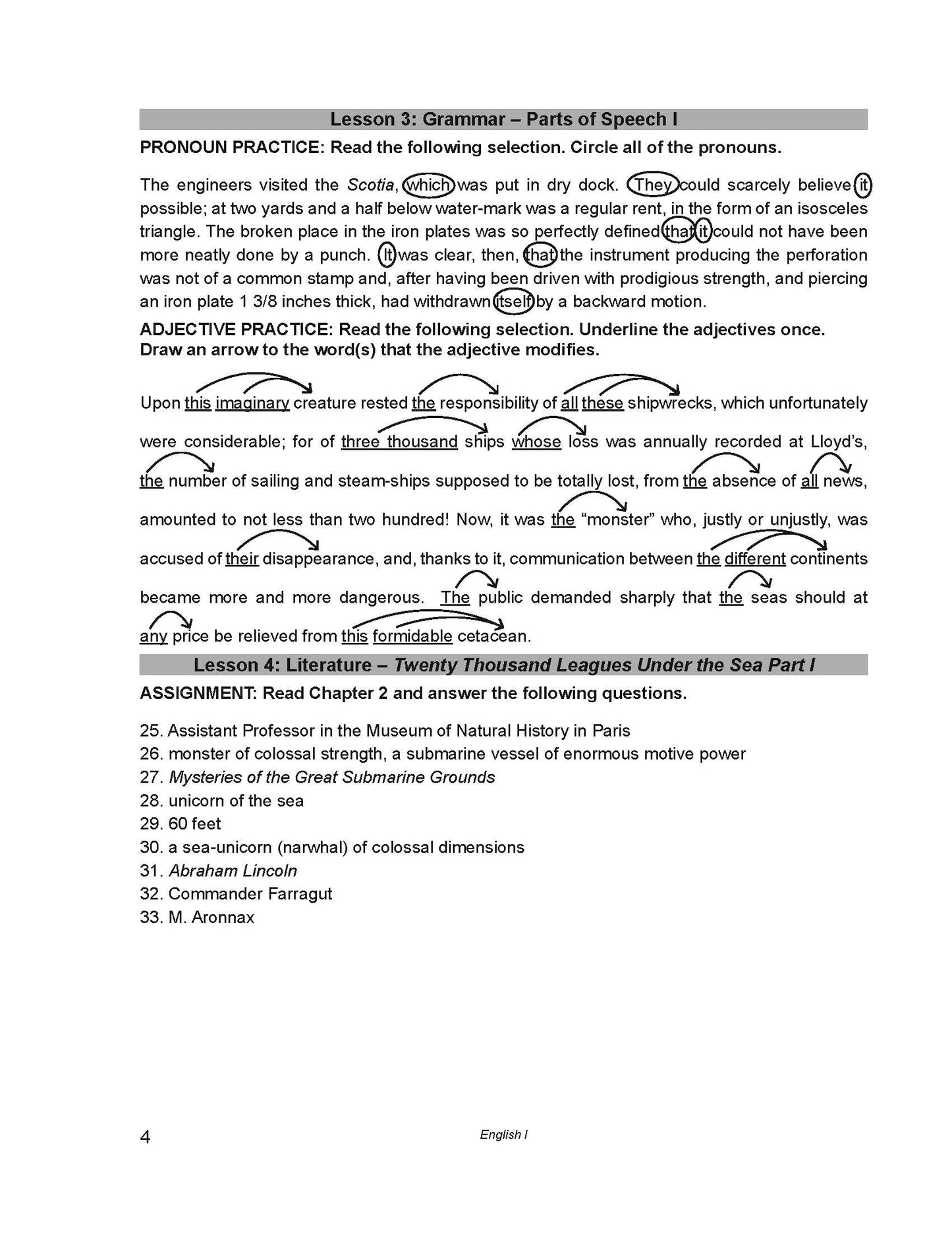 English Grade 09 - English Grammar and Composition I