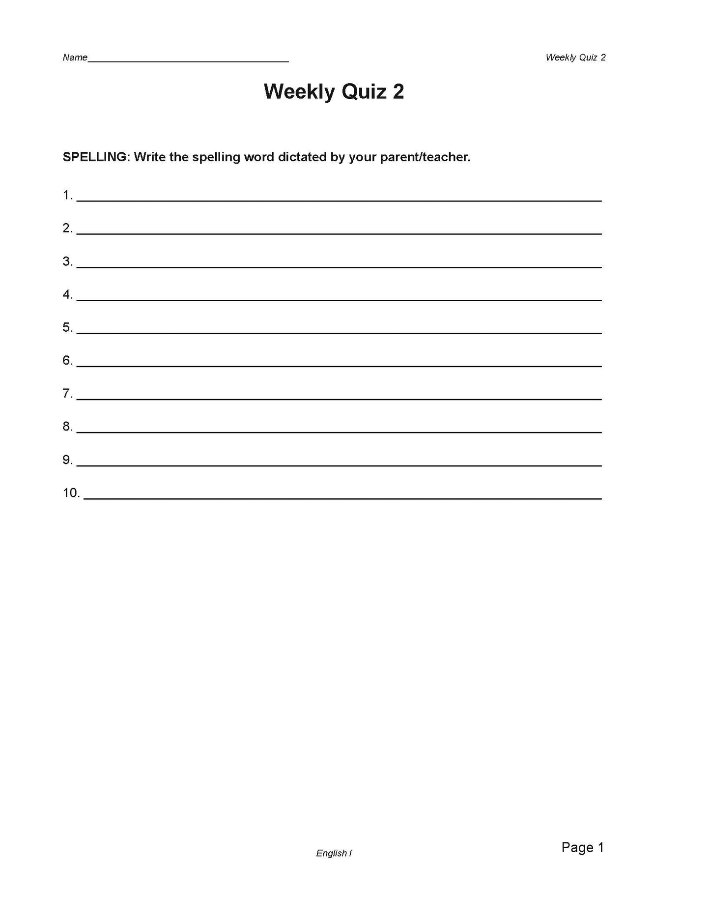 English Grade 09 - English Grammar and Composition I
