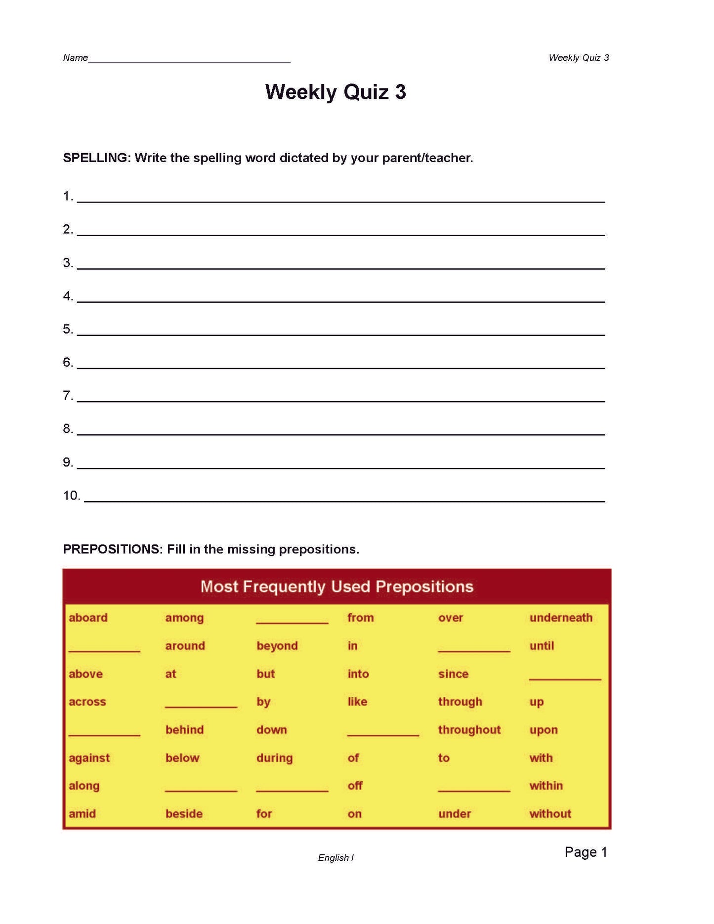 English Grade 09 - English Grammar and Composition I