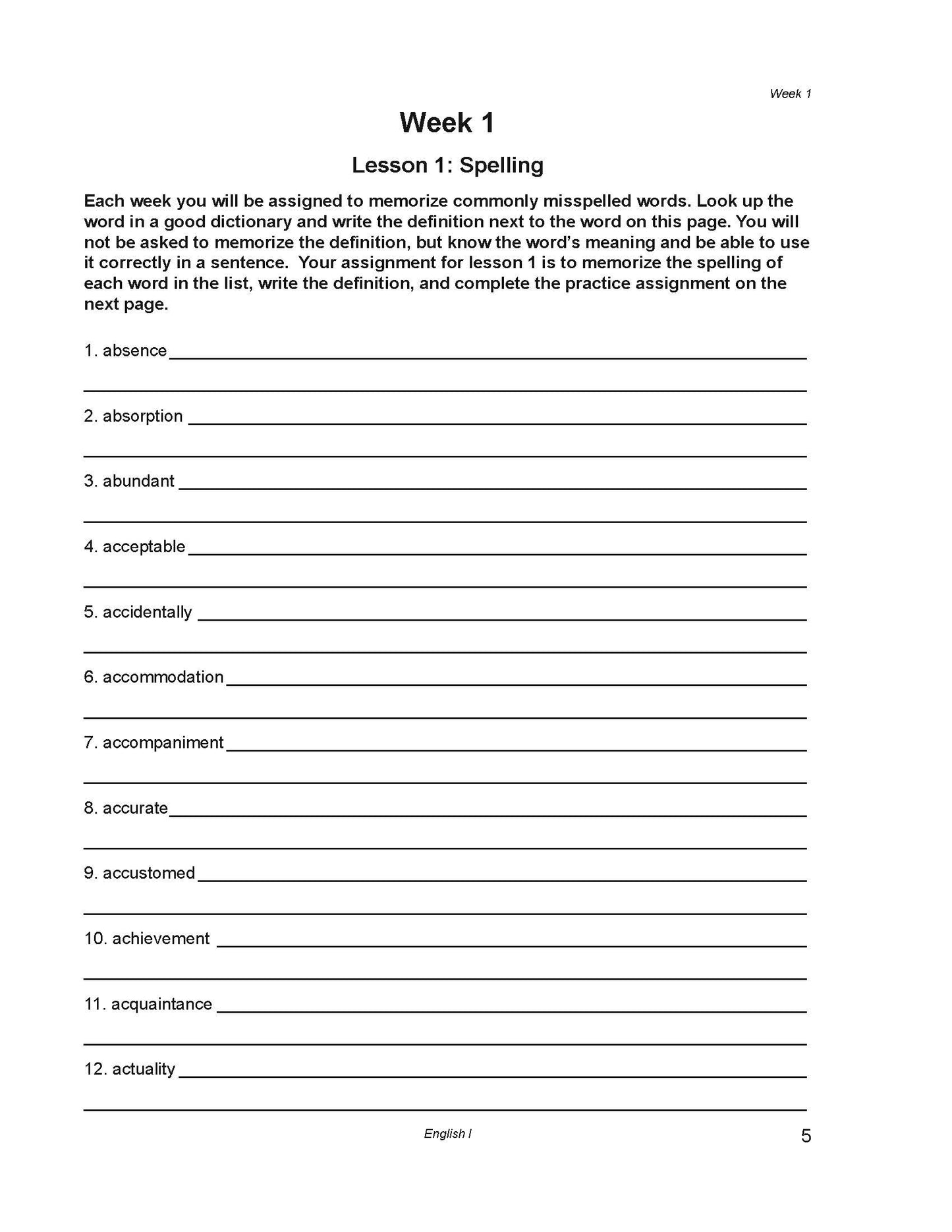 English Grade 09 - English Grammar and Composition I