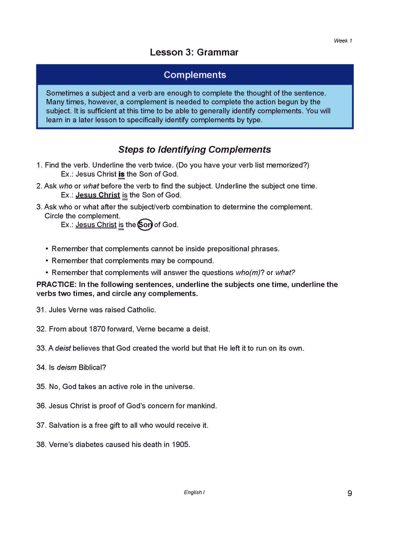 English Grade 09 - English Grammar and Composition I