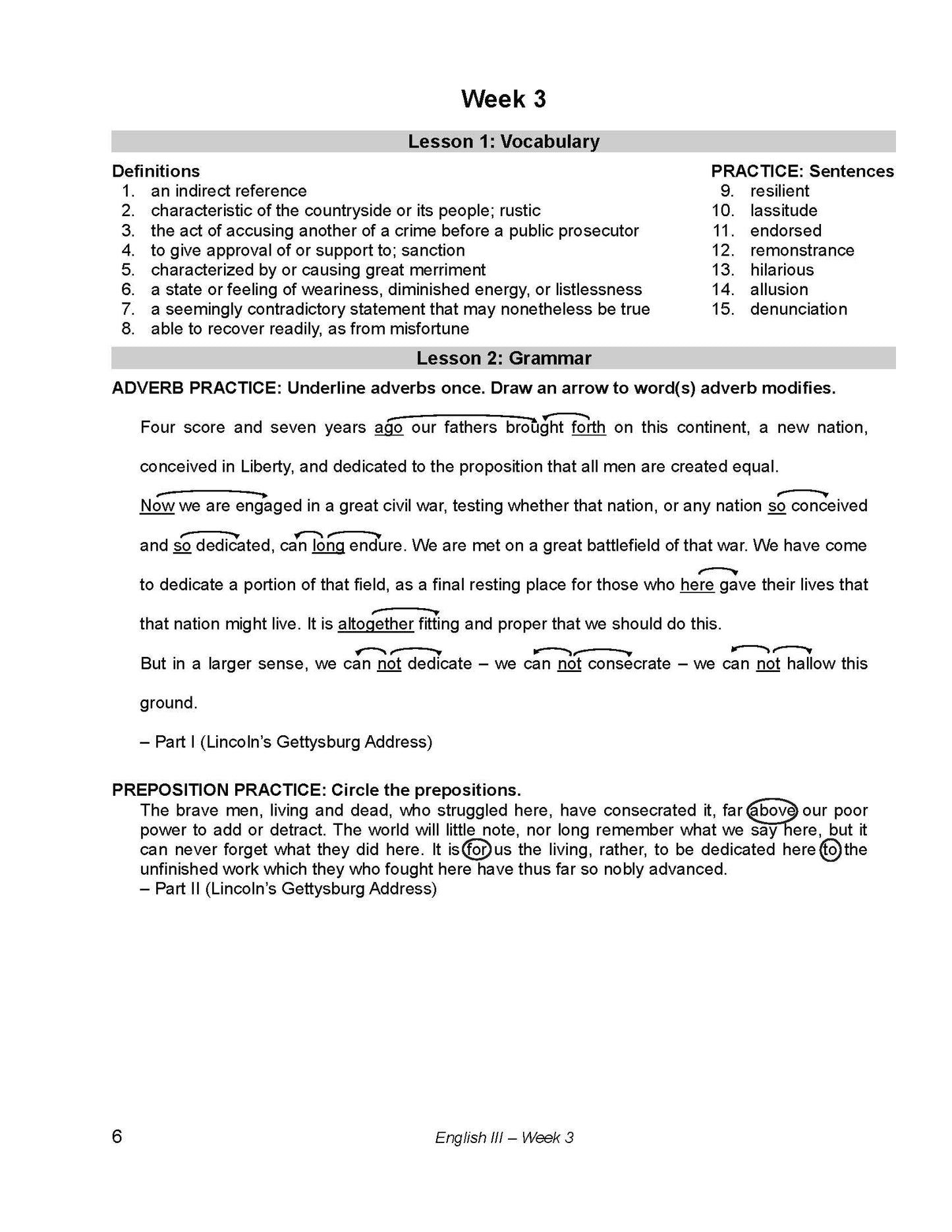 English Grade 11 - English Grammar and Composition III