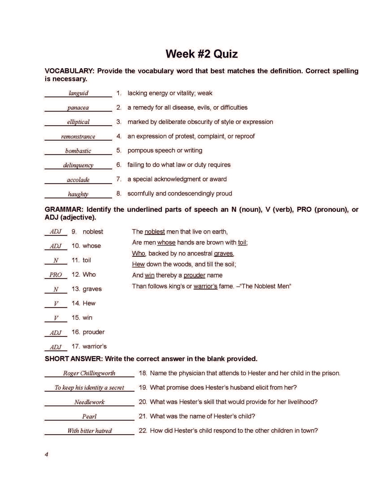 English Grade 11 - English Grammar and Composition III